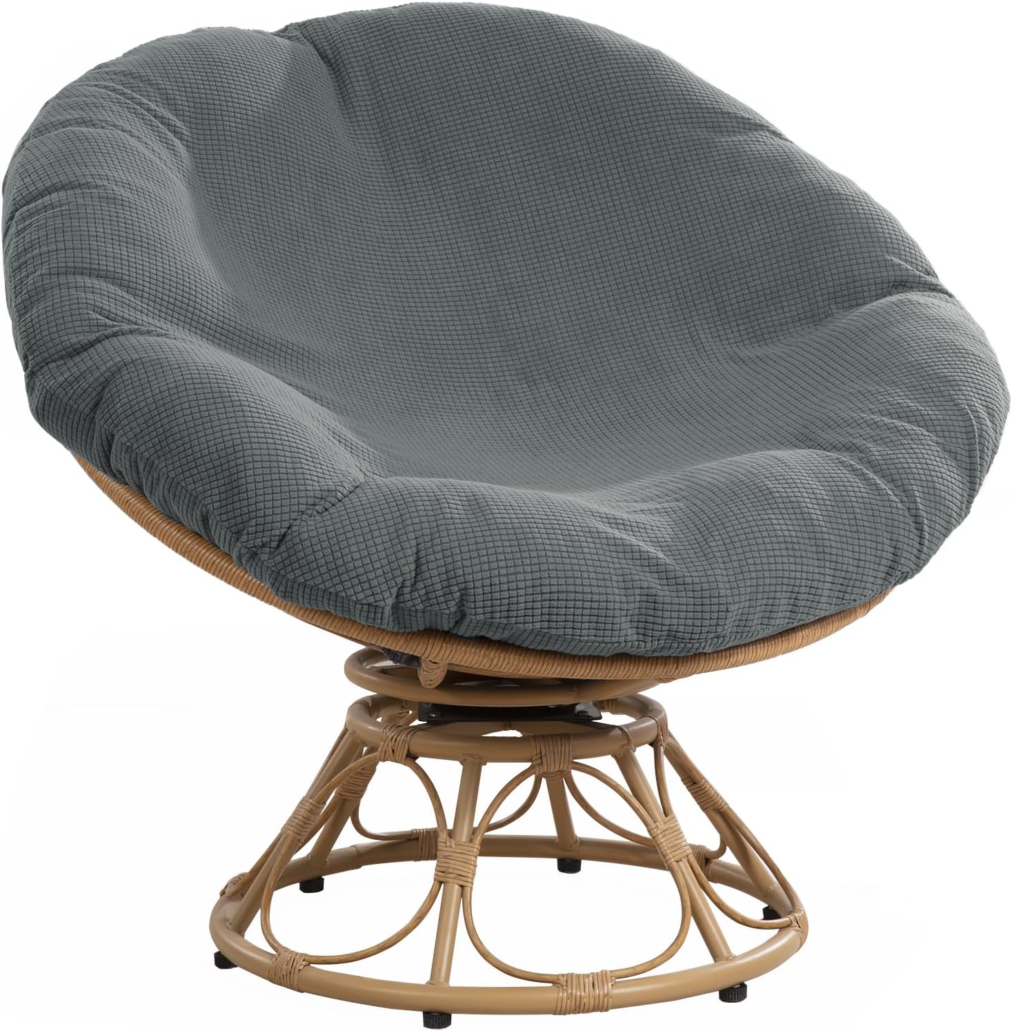 HOMBYS Cover for Papasan Cushion, Soft Slipcover Only (Without Cushion), Removable and Machine Washable Chair Covers with Elastic Closure (Fit 50-52inch, Dark Grey)