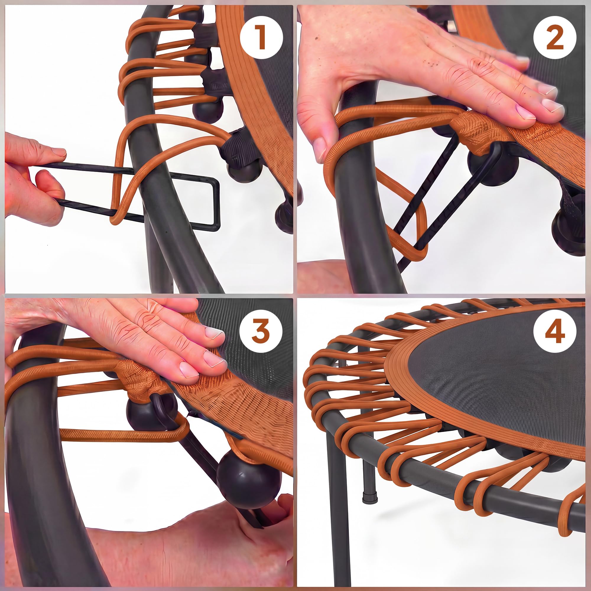 SPORTNOW Fitness Trampolin Ø114/122 cm klappbar Mini Trampoline mit 5 verstellbaren Handgriffstufen, leise Gummiseil, Trampolin für Erwachsene Trampoline für Indoor Outdoor Jumping