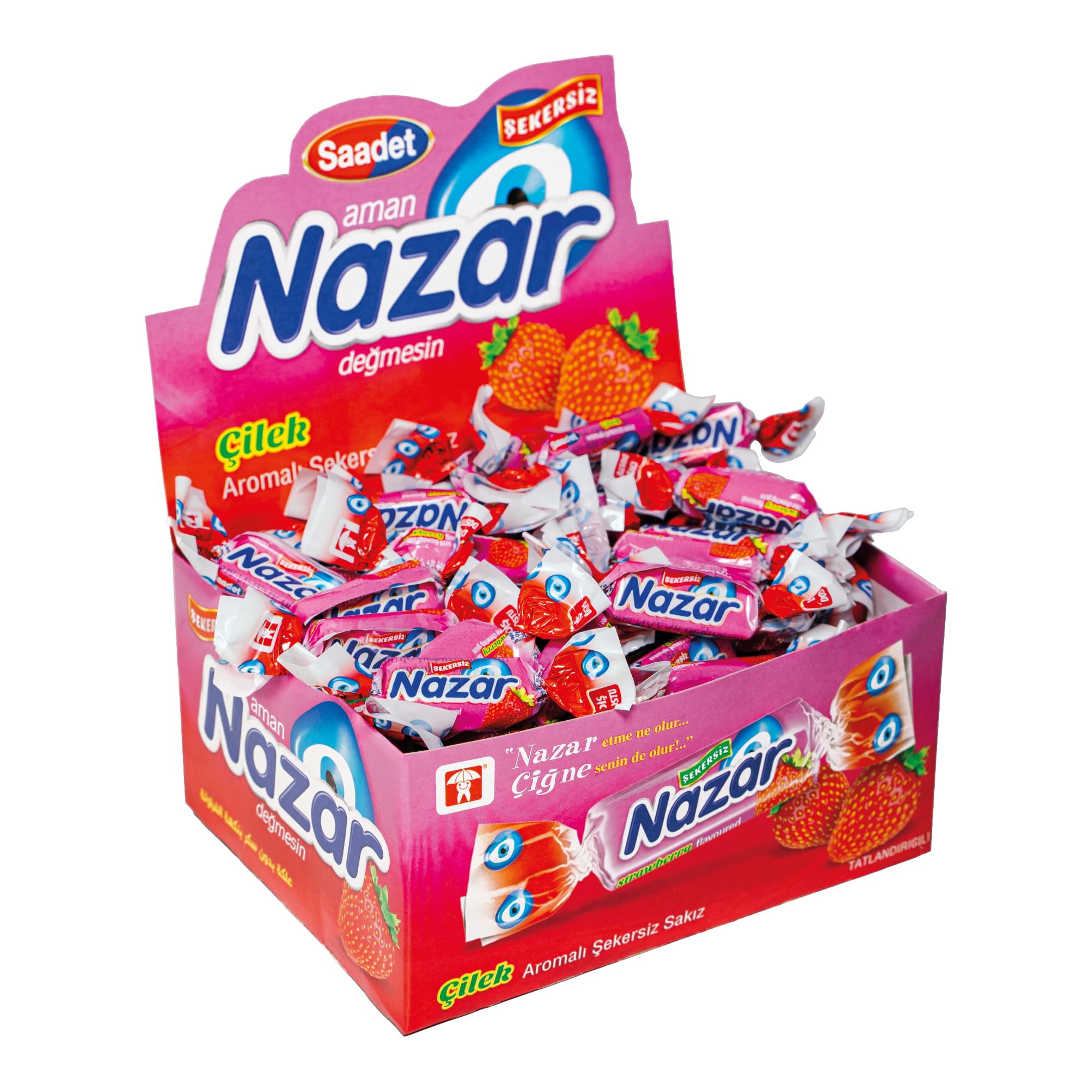 NAZAR Strawberry Breeze Sugar-Free Jawline Exerciser Chewing Gum | Freshens Your Breath | Supports Oral Health | Individually Wrapped | 1 Pack of Gum (100 Count Per Pack)