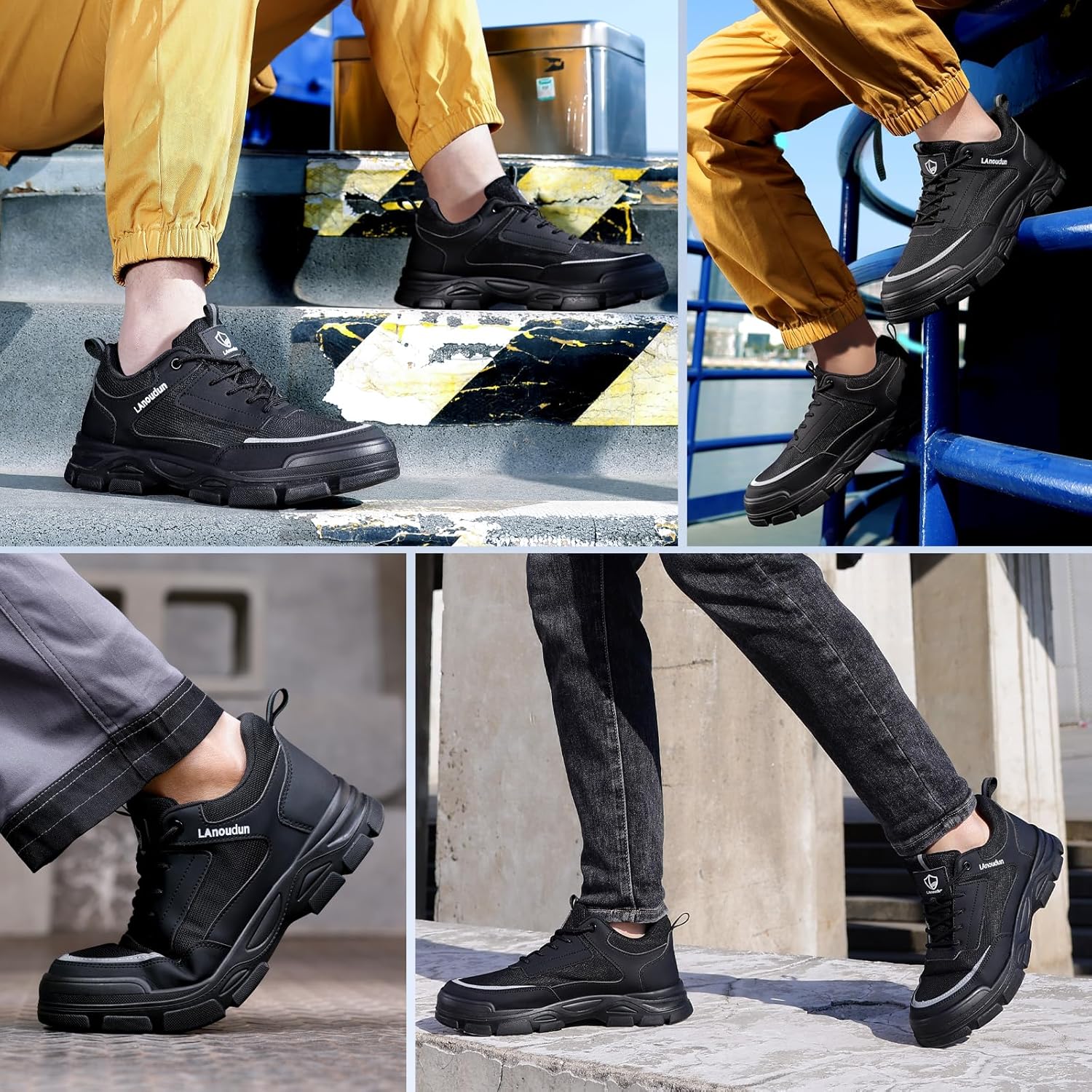 Steel Toe Shoes for Men Lightweight Work Shoes Comfortable Mens Work Boots Indestructible Safety Shoe for Men Industrial Construction Steel Toe Sneakers Soft Mens - Image 6