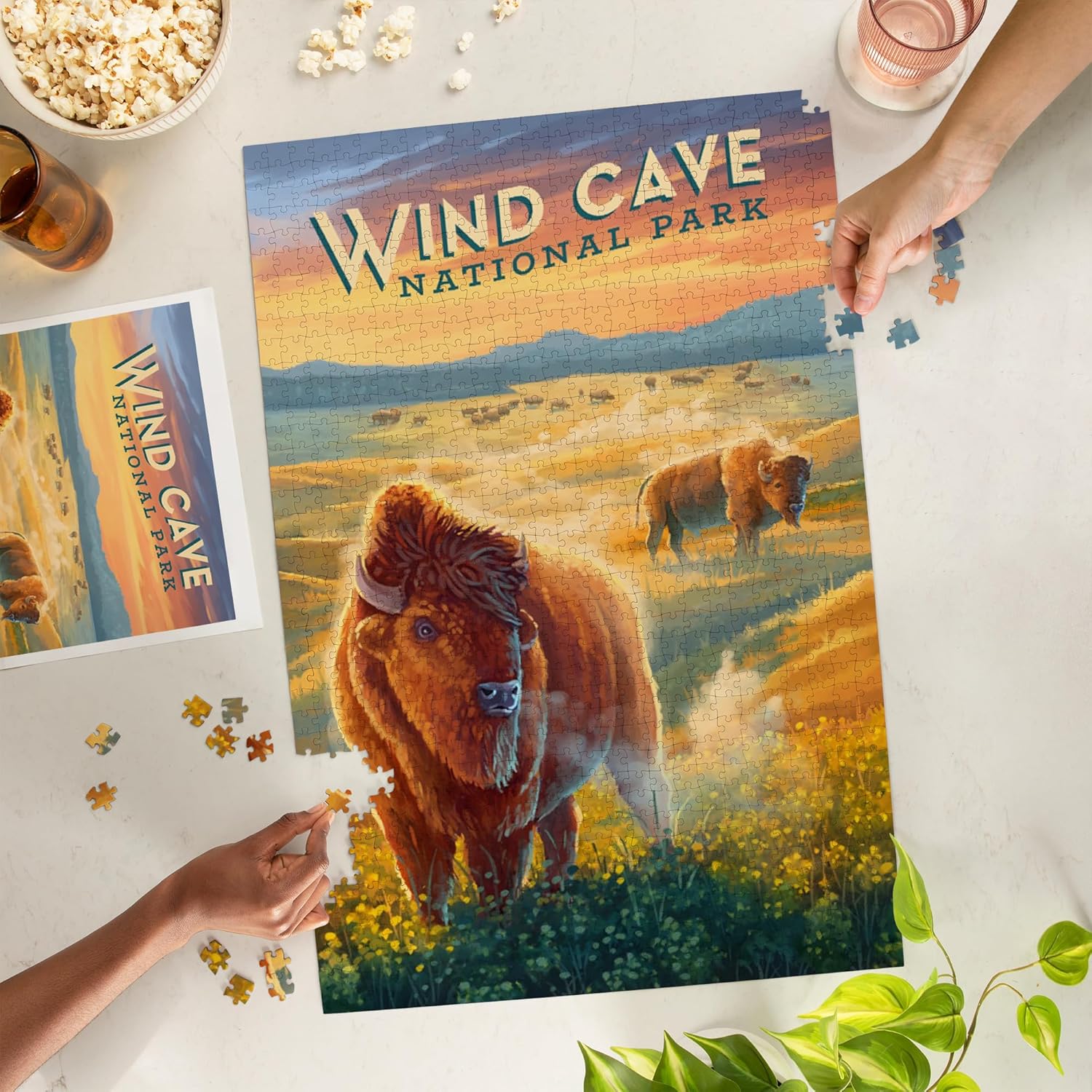 "Lantern Press Wind Cave National Park, South Dakota, Oil Painting, 1000 Piece Jigsaw Puzzle for Adults, Made in USA with Reference Poster"