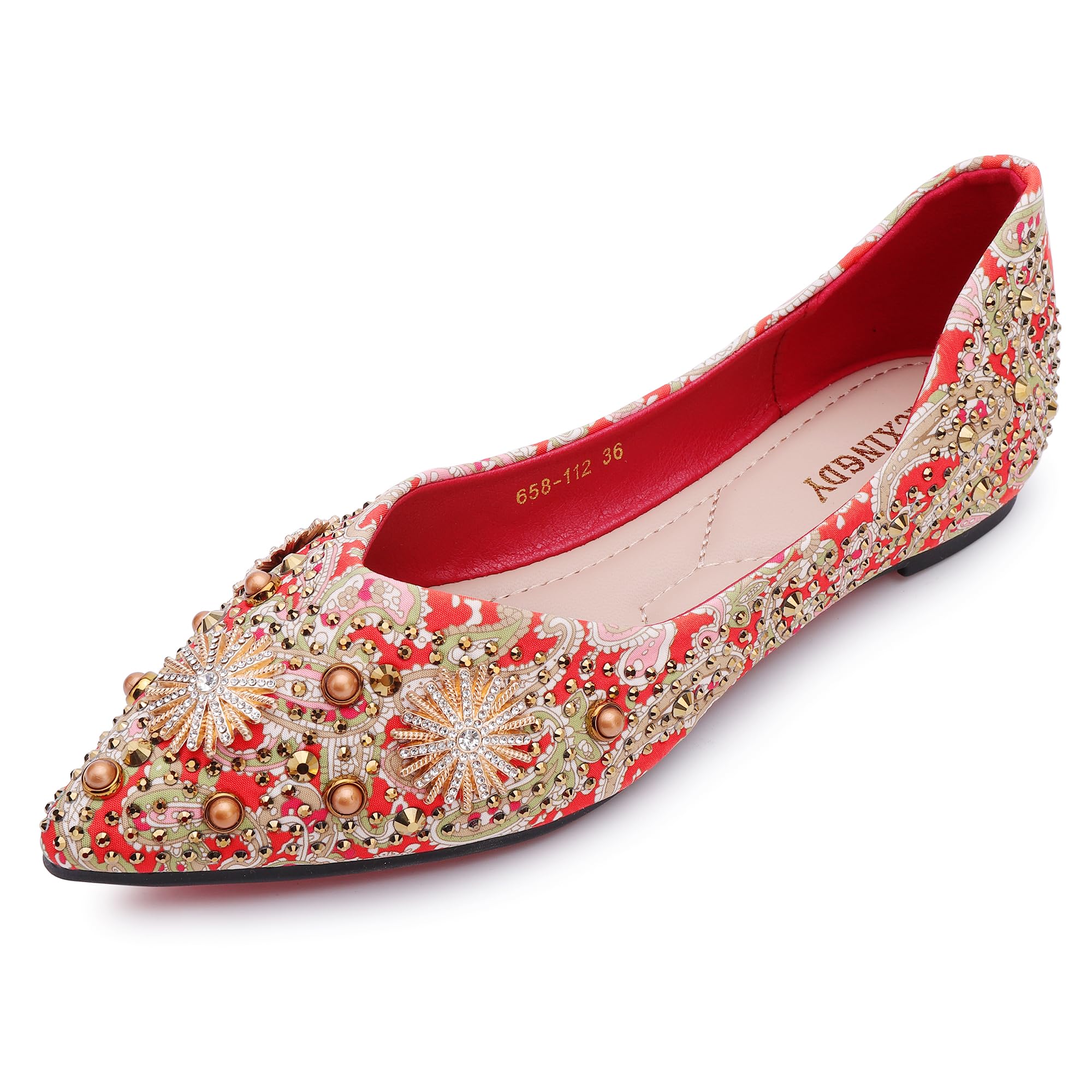 QXCXINGDY Flats for Women Pointed Toe Fashion Wedding Shoes Work Casual Slip-On Dress Shoes Women Comfortable Dressy Flat