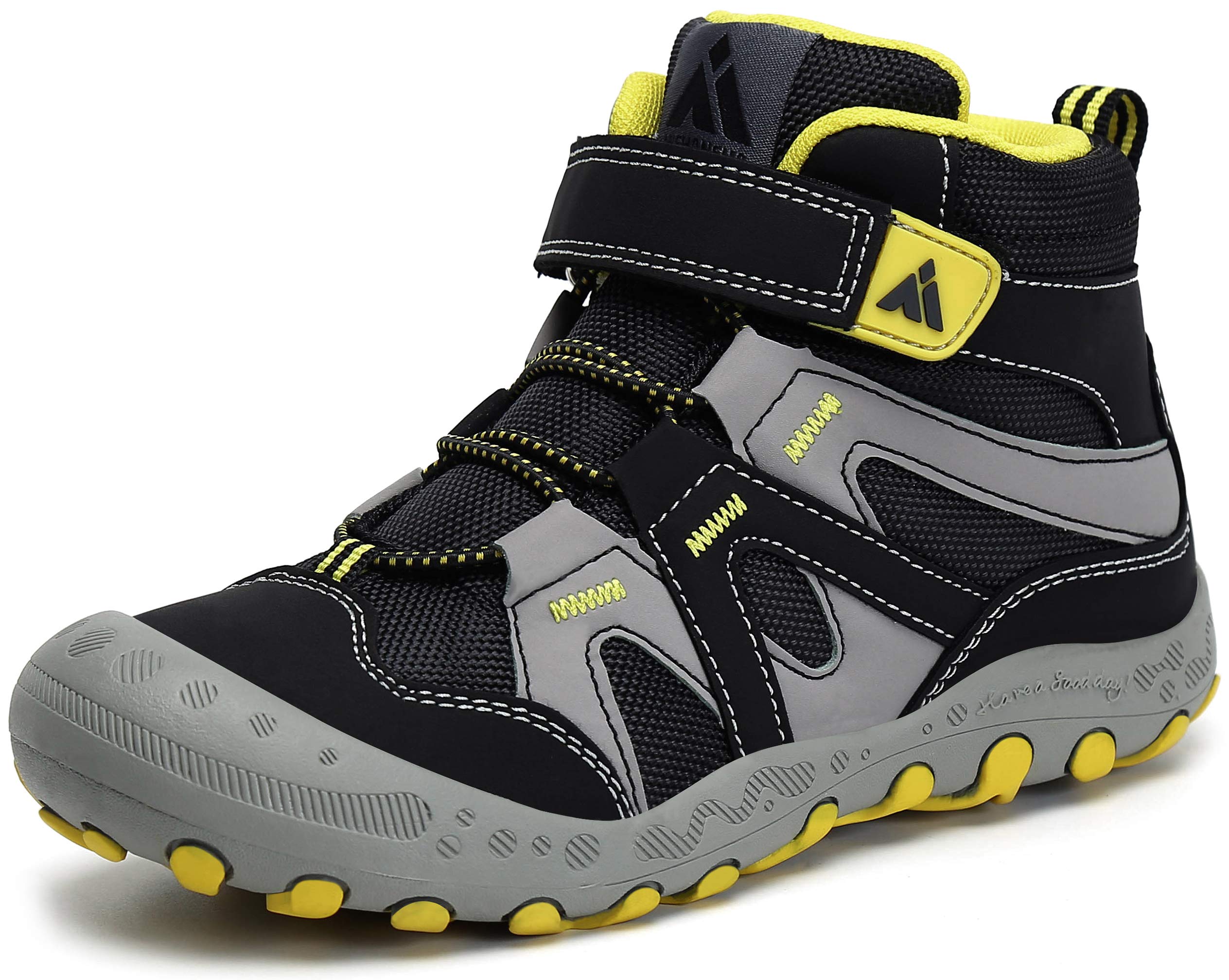 Mishansha Botas de senderismo para niños, con cierre de velcro, tallas 24-38, color Negro, talla 24 EU