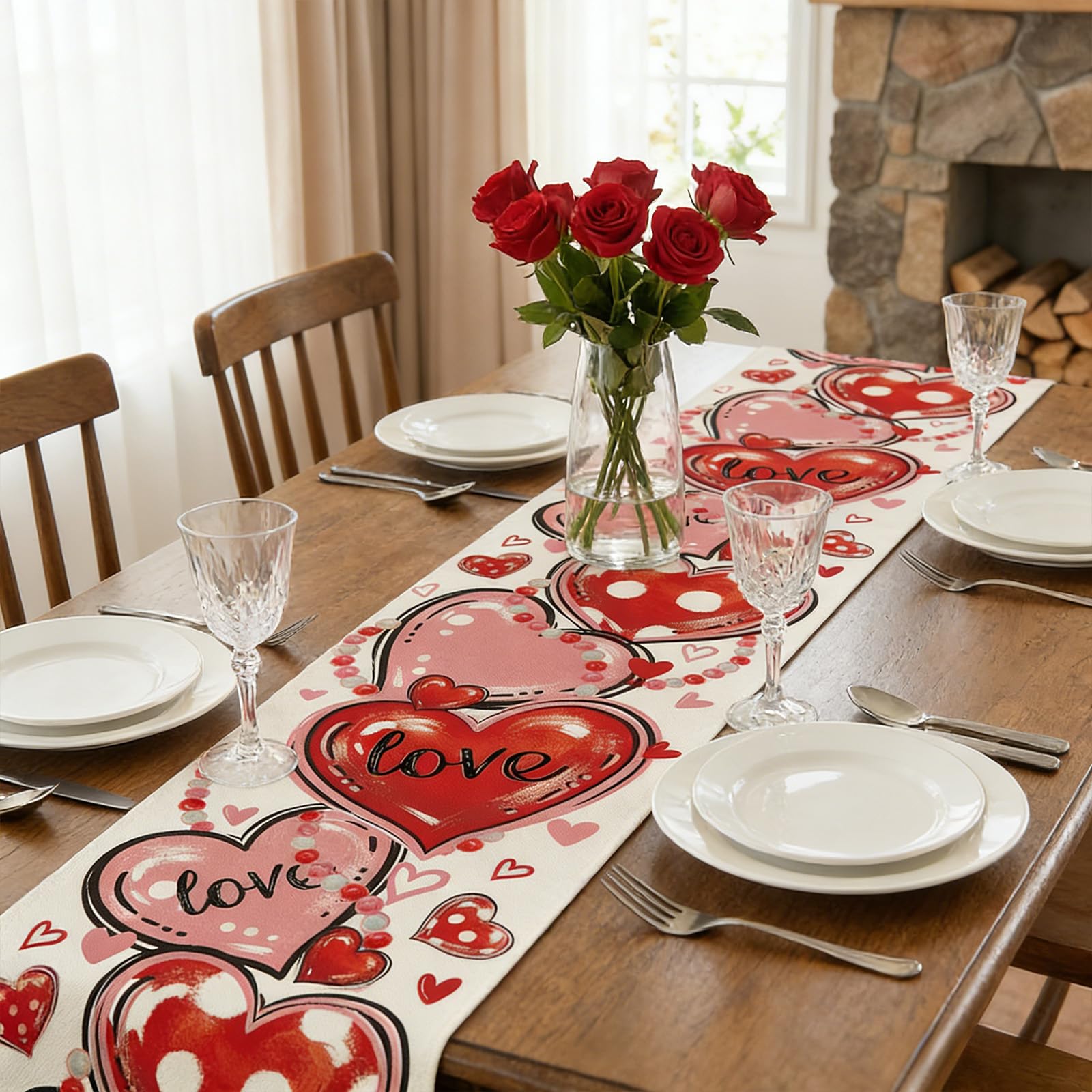 Centrotavola a forma di cuore per San Valentino, tovaglia in pizzo rosso a forma di cuore per decorazioni matrimoniali, decorazione in tovaglia rossa per proposta di matrimonio | SHEIN ALIA