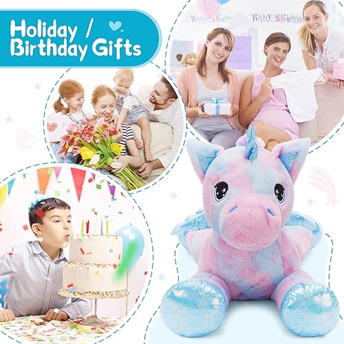 Vista 46 de Tezituor Animales de peluche de dragón de doble cabeza, juego de 5 juguetes de peluche de dinosaurio, mamá dragón con 4 dinosaurios bebés