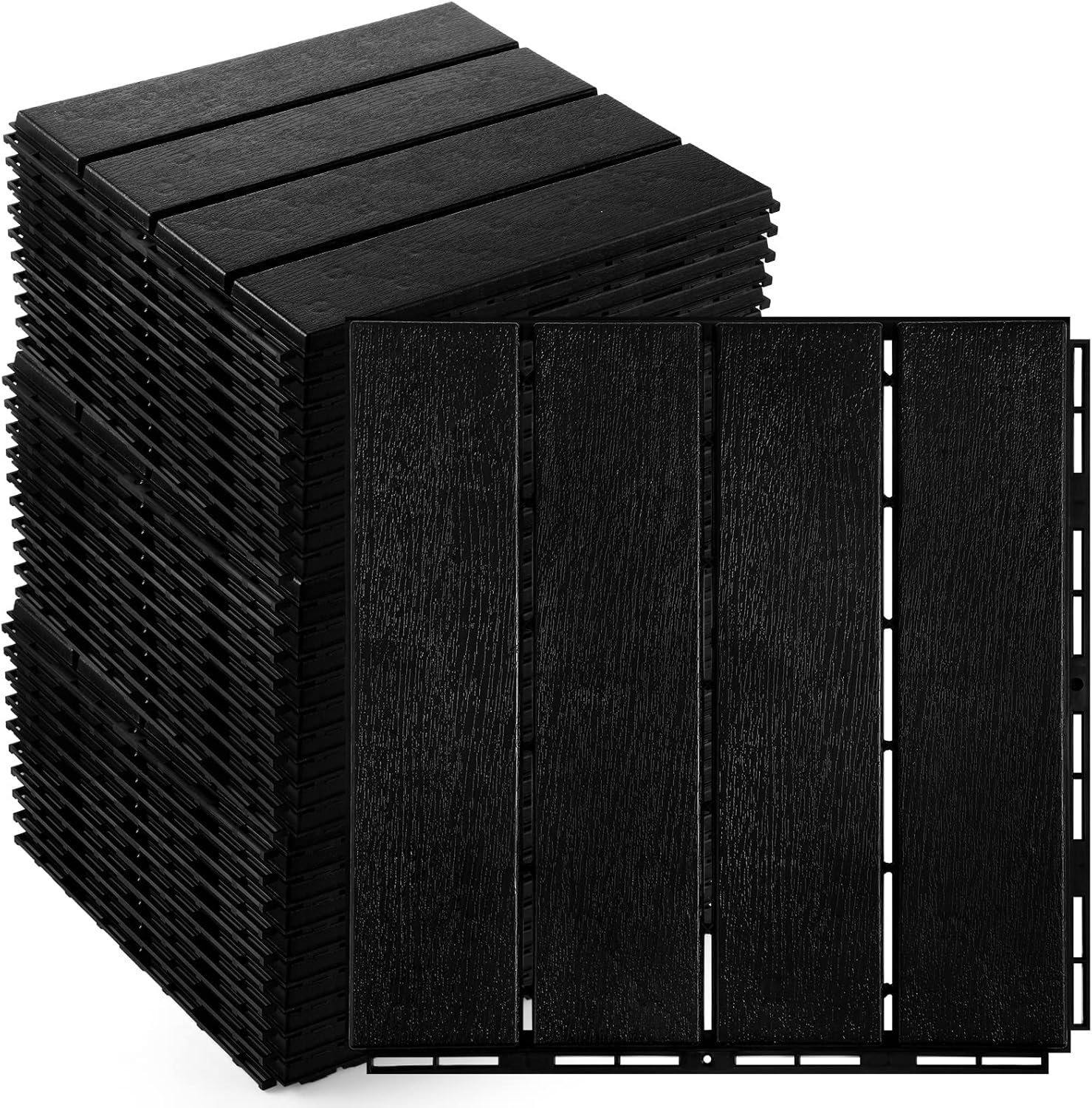 Treela 48 Pcs Plastic Interlocking Deck Tiles 12 x 12 Inch