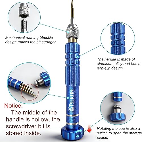 Miniatura 4 de PTSLKHN S2 - Destornillador pequeño multifuncional 5 en 1, kit de destornilladores magnéticos de acero para lentes, gafas de sol, electrónica