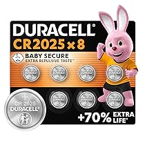 Duracell Batterie a moneta al litio 2025 da 3 V (confezione da 8) – Fino al 70% di extra durata – Tecnologia Baby Secure – Pila per chiavi auto, orologi fitness, occhiali 3D