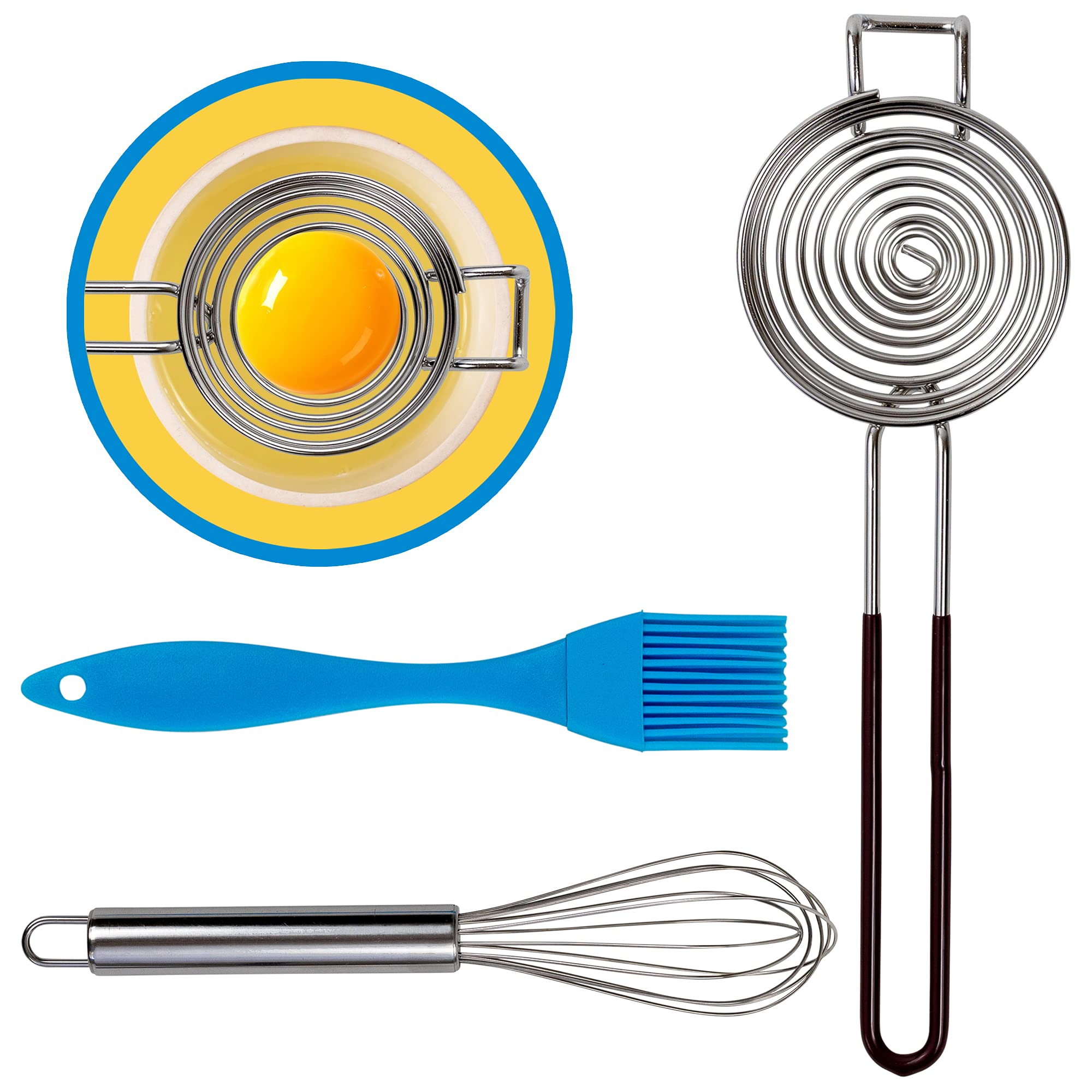 Yolk-It [ 3 Pack ] Egg Separator Tool w/BONUS Mini Whisk and Silicone Pastry Brush for Baking | Egg Yolk Separator | Egg White Separator | Egg Yolk Remover | Egg Tool | Egg Separators and Egg Gadgets