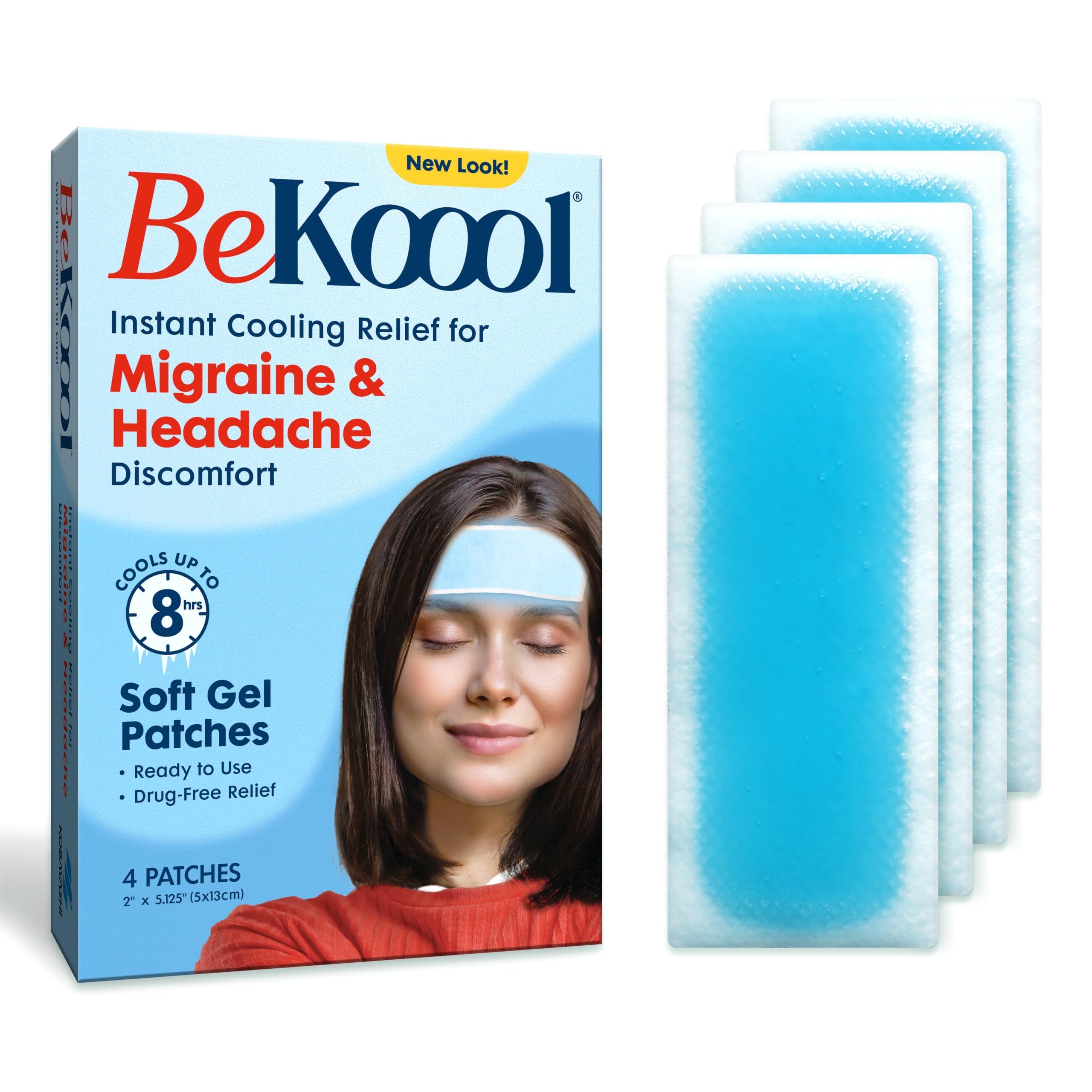 BeKoool Cooling Patches Relief from Migraine/Headache Discomfort, 4 Count — Amazon image 9