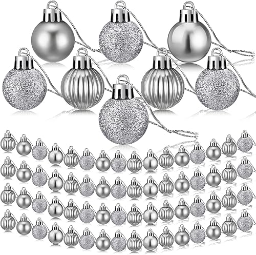 48 adornos de bolas de Navidad con purpurina multicolor, decoración de árbol de Navidad en miniatura para árboles pequeños (plata, 1.2 pulgadas) 48 adornos de bolas de Navidad con purpurina multicolor, decoración de árbol de Navidad en miniatura para árboles pequeños (plata, 1.2 pulgadas)