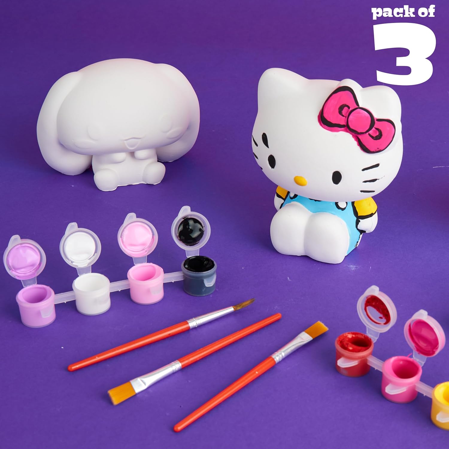 Get Trend Hello Kitty Sanrio Paint Your Own Figurines Kit, Plaster Painting Set for Kids, Arts and Crafts for Girls, DIY Craft Kit, Kawaii Gifts for Girls (Multi Hello Kitty)
