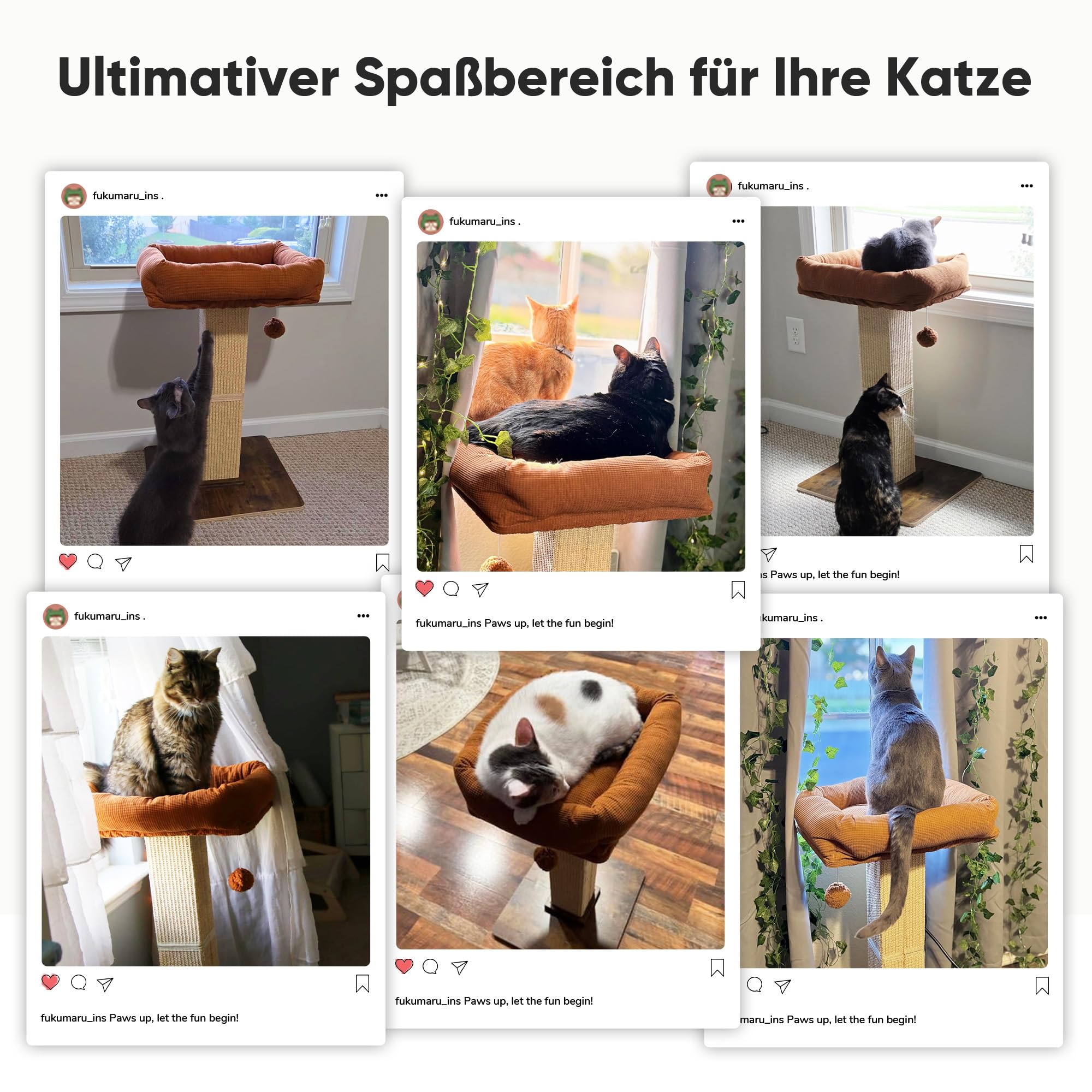 FUKUMARU Kratzbaum, 73 cm hocher Katzenbaum mit 46 x 36 cm Plattform, Retro-Stil hoher Kratzbaum mit Liegeplatz für Erwachsene Katzen, großer Kratzturm mit Bett, aus natürlichem Sisal & massivem Holz.