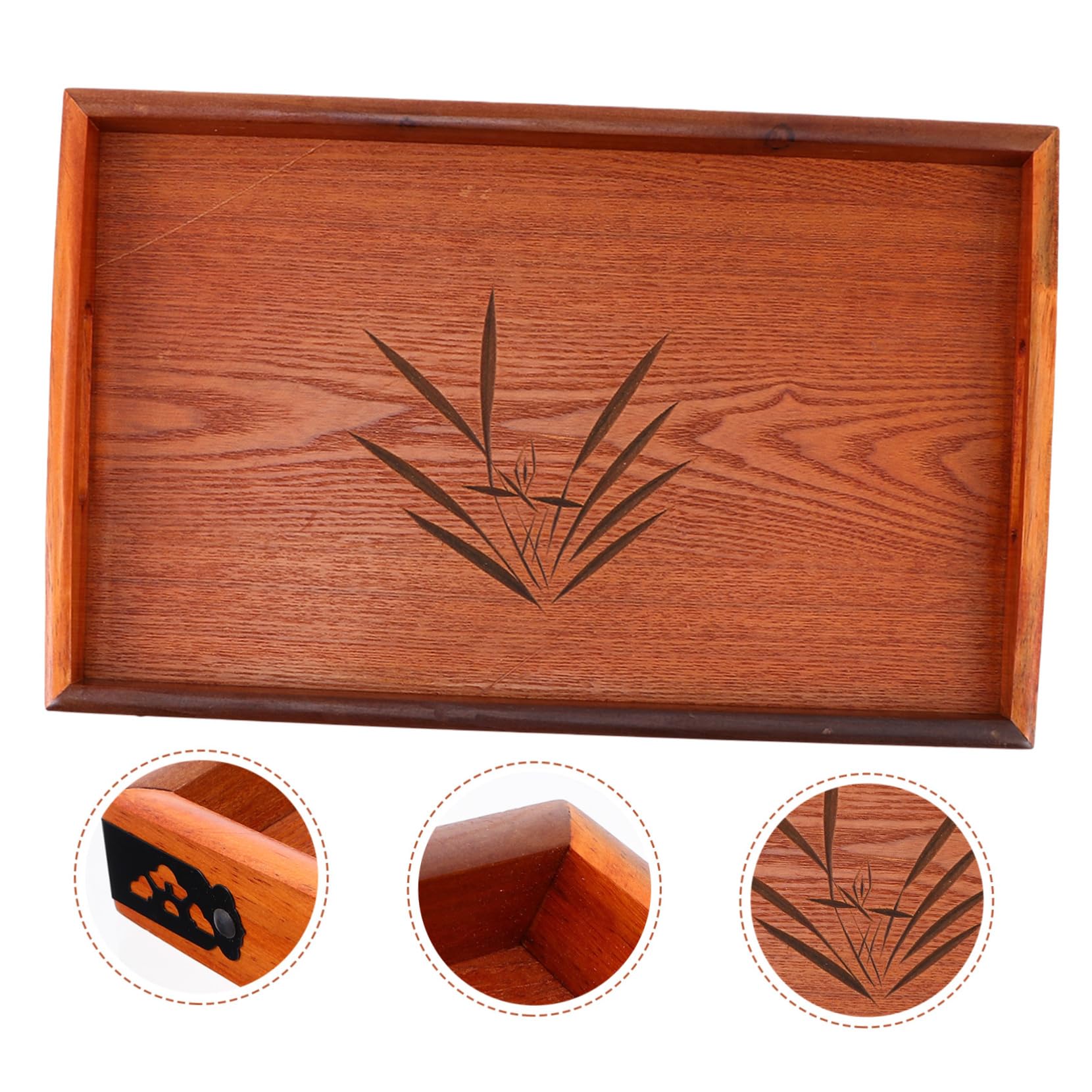 SHOWERORO Vassoi da Portata per Feste Vassoio per Alimenti in Legno con Manici Vassoio da Portata a Doppio Manico 45x27cm Stile Hotel
