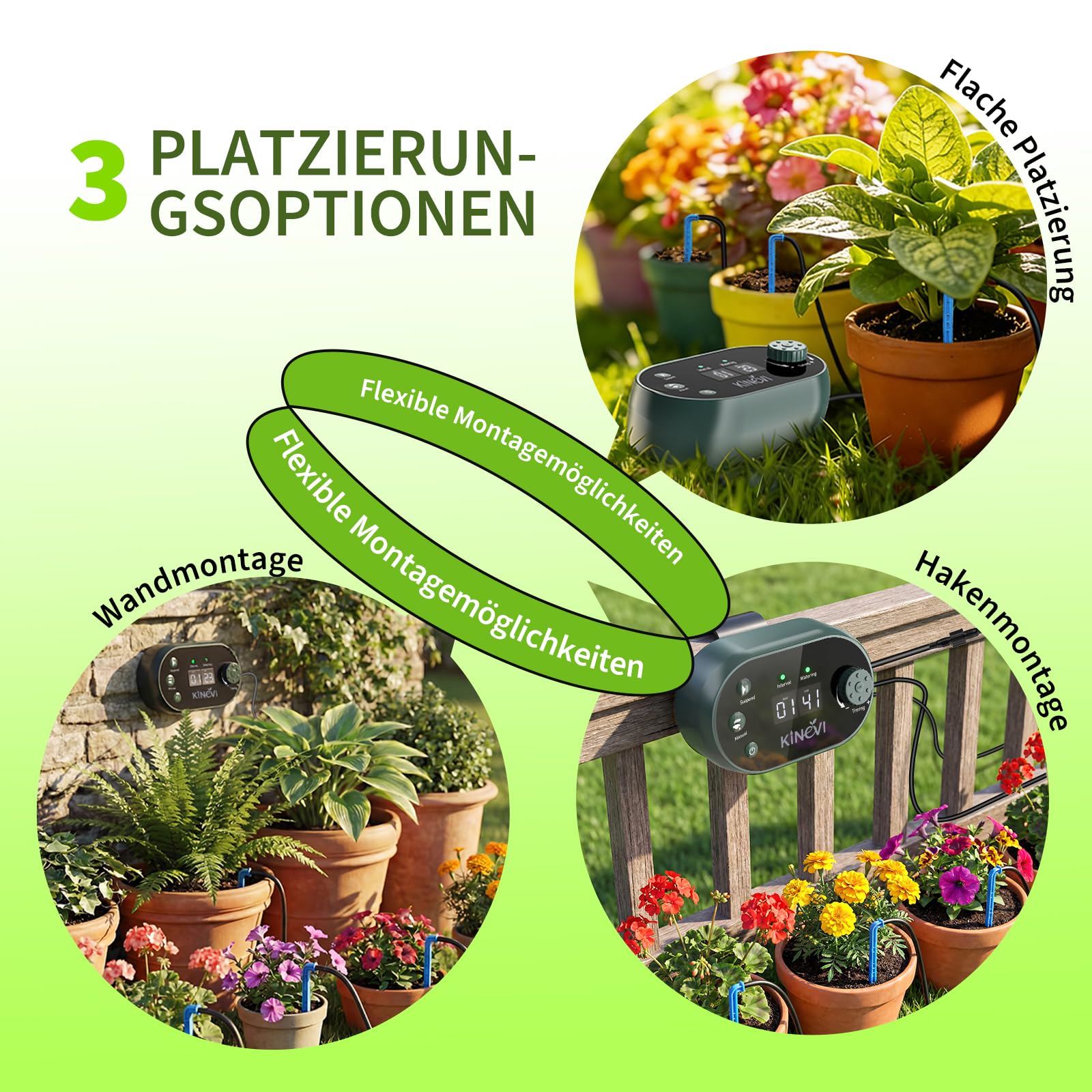 Solar Bewässerungssystem, Garten Automatisches Bewässerungs mit 22 Modi Timer, 15M Schlauch & 15 Tropfstrahler, Tropfbewässerung Set für Balkon, Hochbeet, Gewächshaus & Outdoor Topfpflanzen (3W)