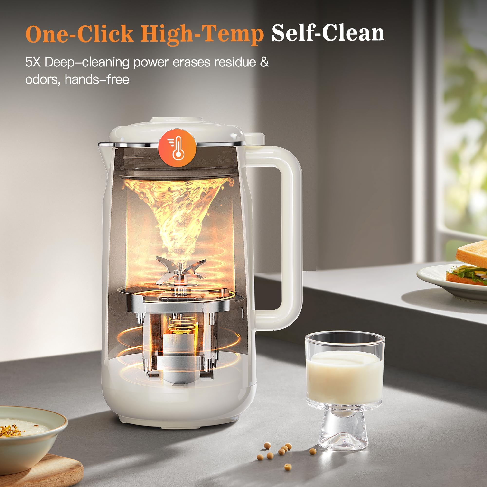 Maszyna do robienia mleka orzechowego, automatyczny blender ze stali nierdzewnej o pojemności 1,2 l z ekranem LED, timerem 12-godzinnym i automatycznym czyszczeniem, do mleka owsianego z nerkowców