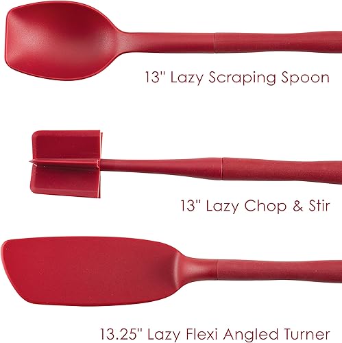 Miniatura 4 de Rachael Ray Herramientas y artilugios Lazy Crush & Chop, Flexi Turner y Scraping Spoon Set Utensilios de cocina - 3 piezas, rojo