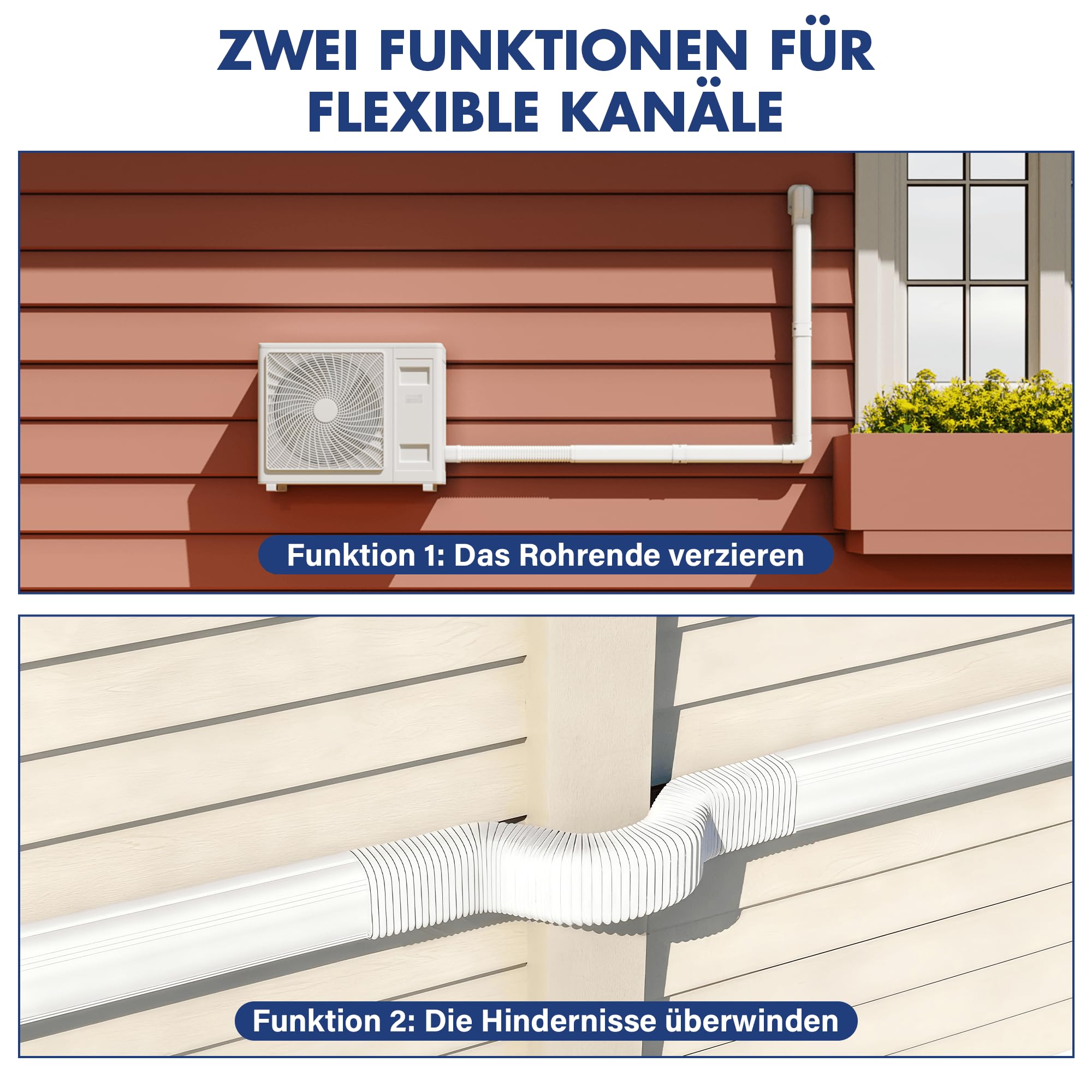 LyPrem 5m L Mini-Split-Leitungsabdeckung 100mm B PVC für Klima (Weiß)