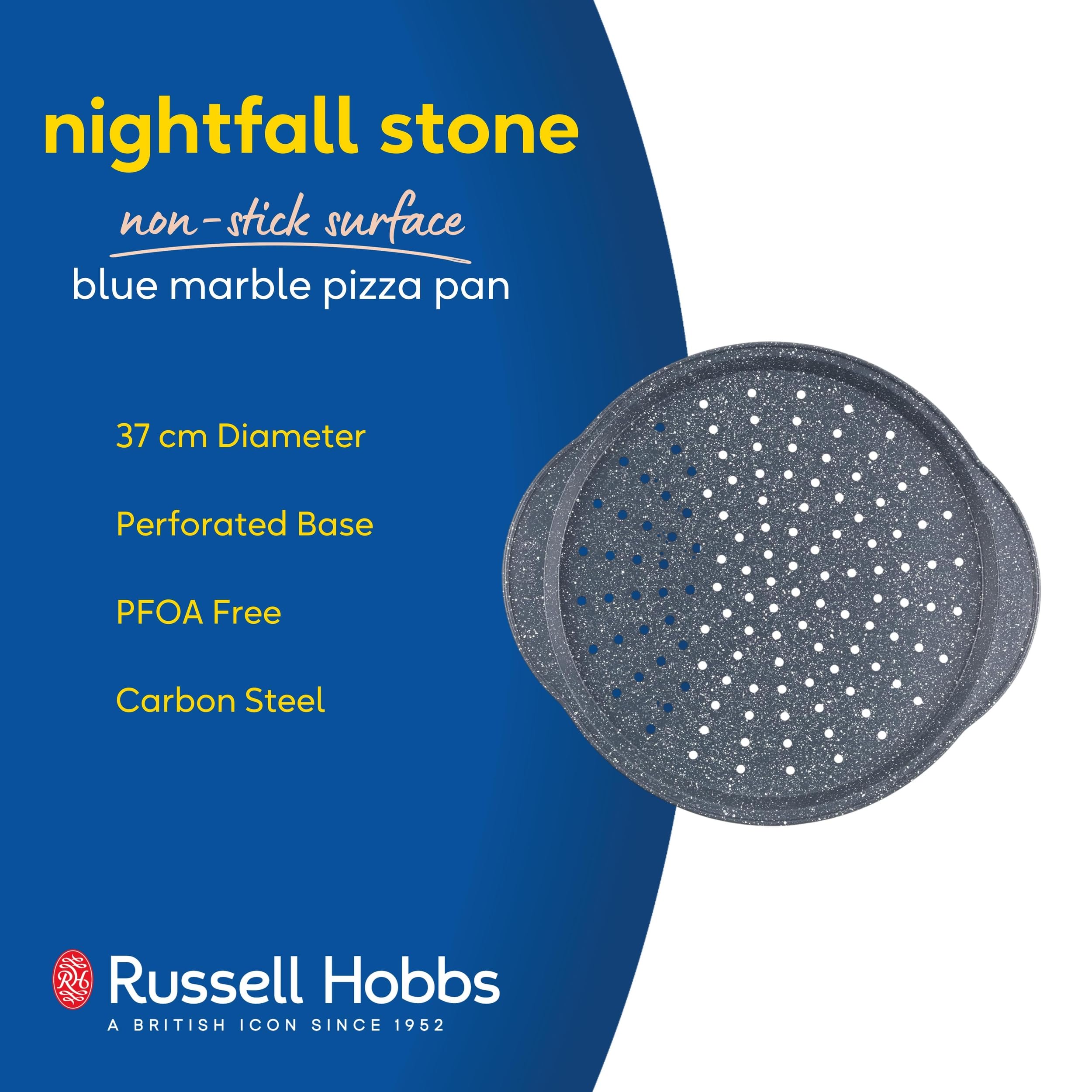 Russell Hobbs RH01003EU Nightfall Stone 37 cm Pizza Pan, Round Non-Stick Baking Tray with Perforated Base, PFOA Free - Image 2
