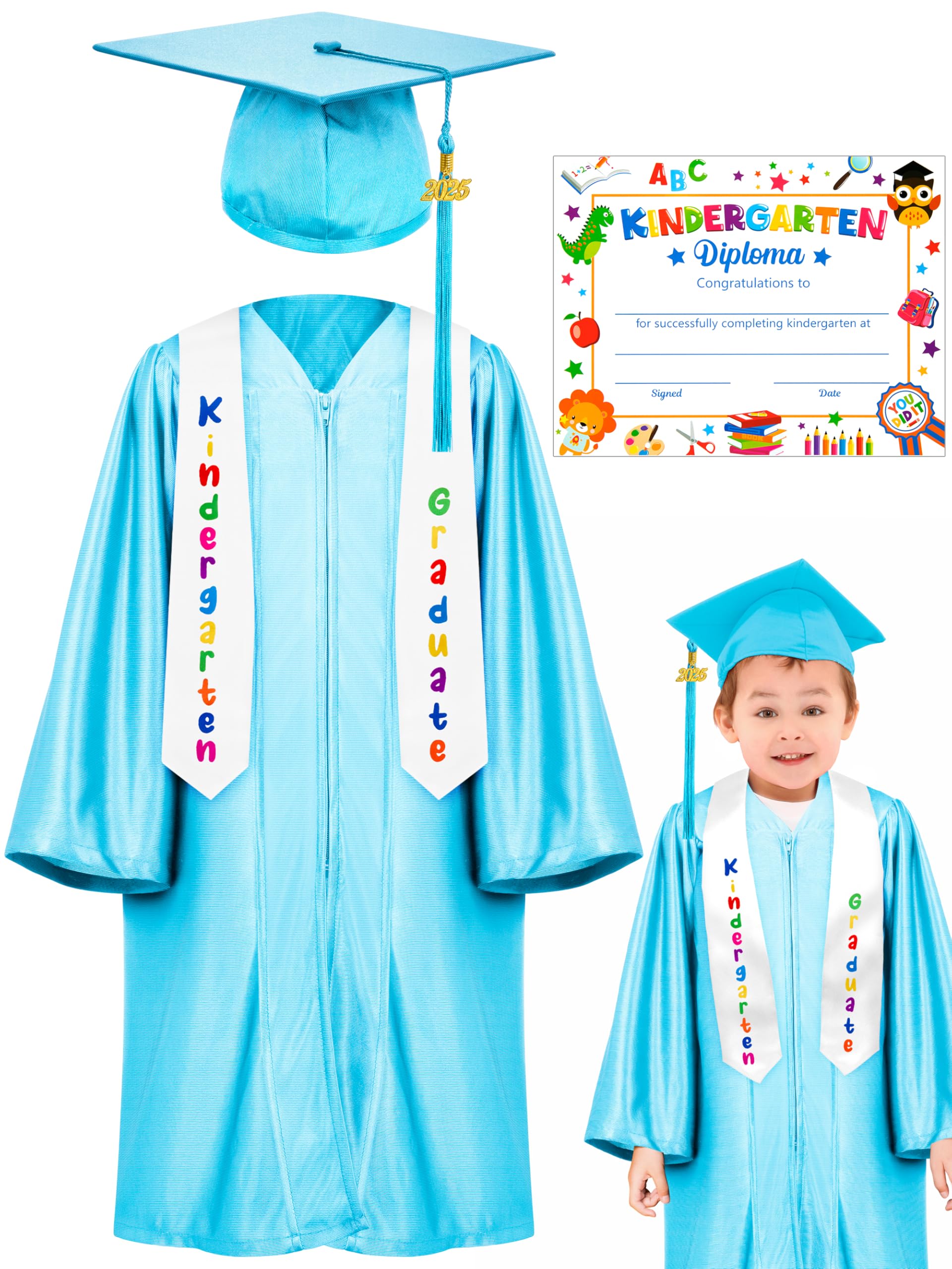 Snapklik.com : QZYL Kindergarten Graduation Cap And Gown Set, 2025 Kids ...