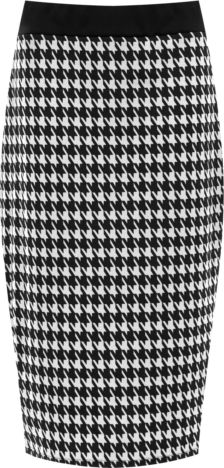 WearAll Women's Plus Size Houndstooth Check Back Slit Pencil Skirt, Red, 12 (UK)