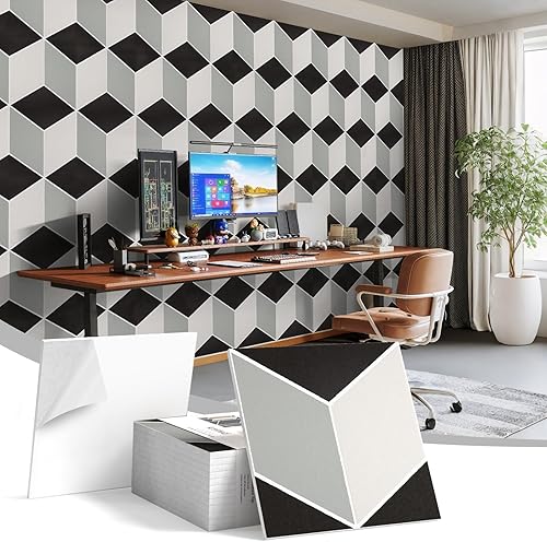 Miniatura 17 de Paquete de 12 paneles acústicos, paneles autoadhesivos con patrón de ladrillo 3D a prueba de sonido para paredes, paneles decorativos de pared con