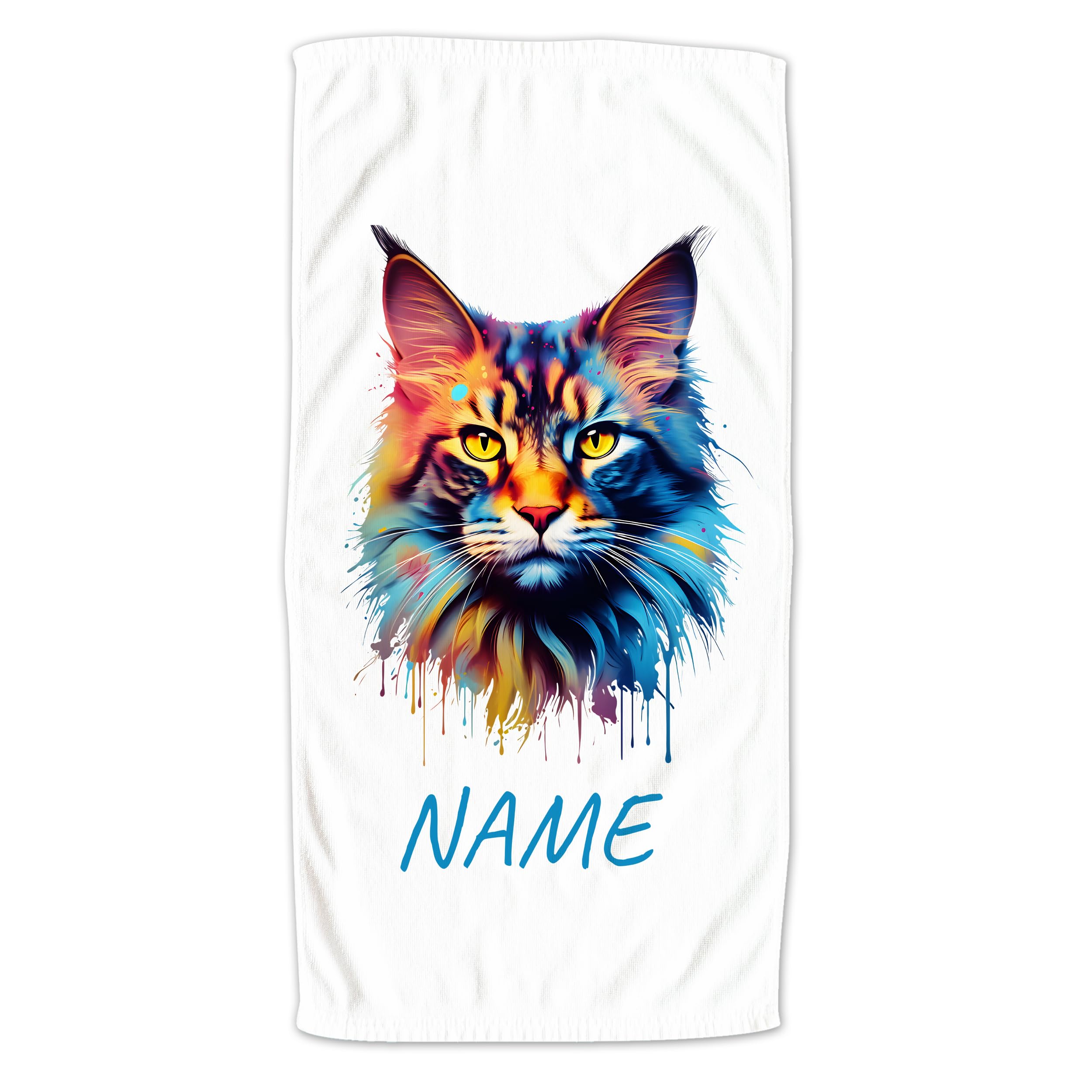 Asciugamano Personalizzato Con Nome E Disegno Del Gatto – 140x70 Cm In Morbida Microfibra E Cotone, Per Doccia, Spiaggia E Piscina - 4