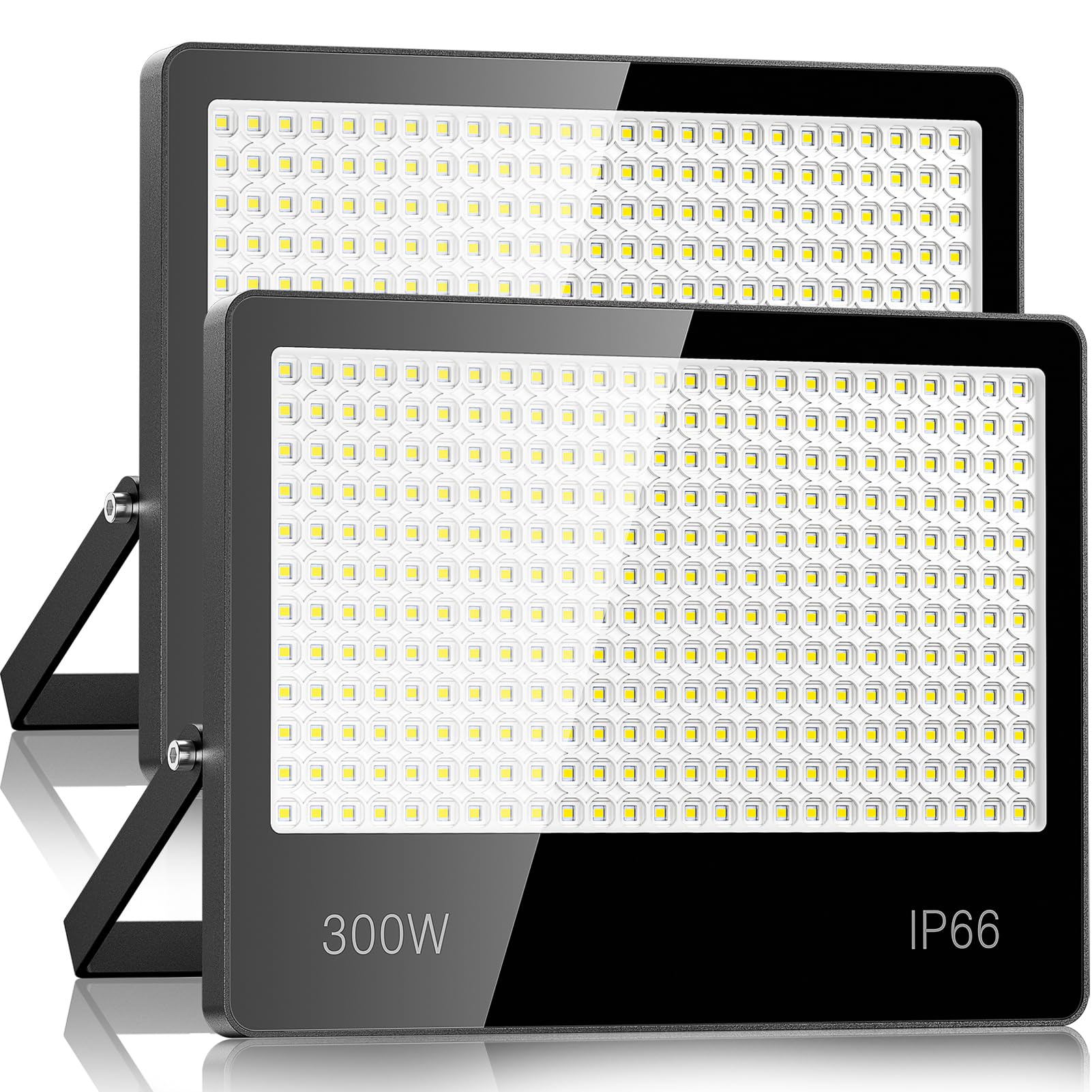 Faretto LED Da Esterno 300W 2 Pezzi - 30000LM 6500K Super Luminoso Bianco Freddo Faro LED Esterno, IP66 Impermeabile Luce Di Sicurezza per Stadio, Patio, Strada, Garage