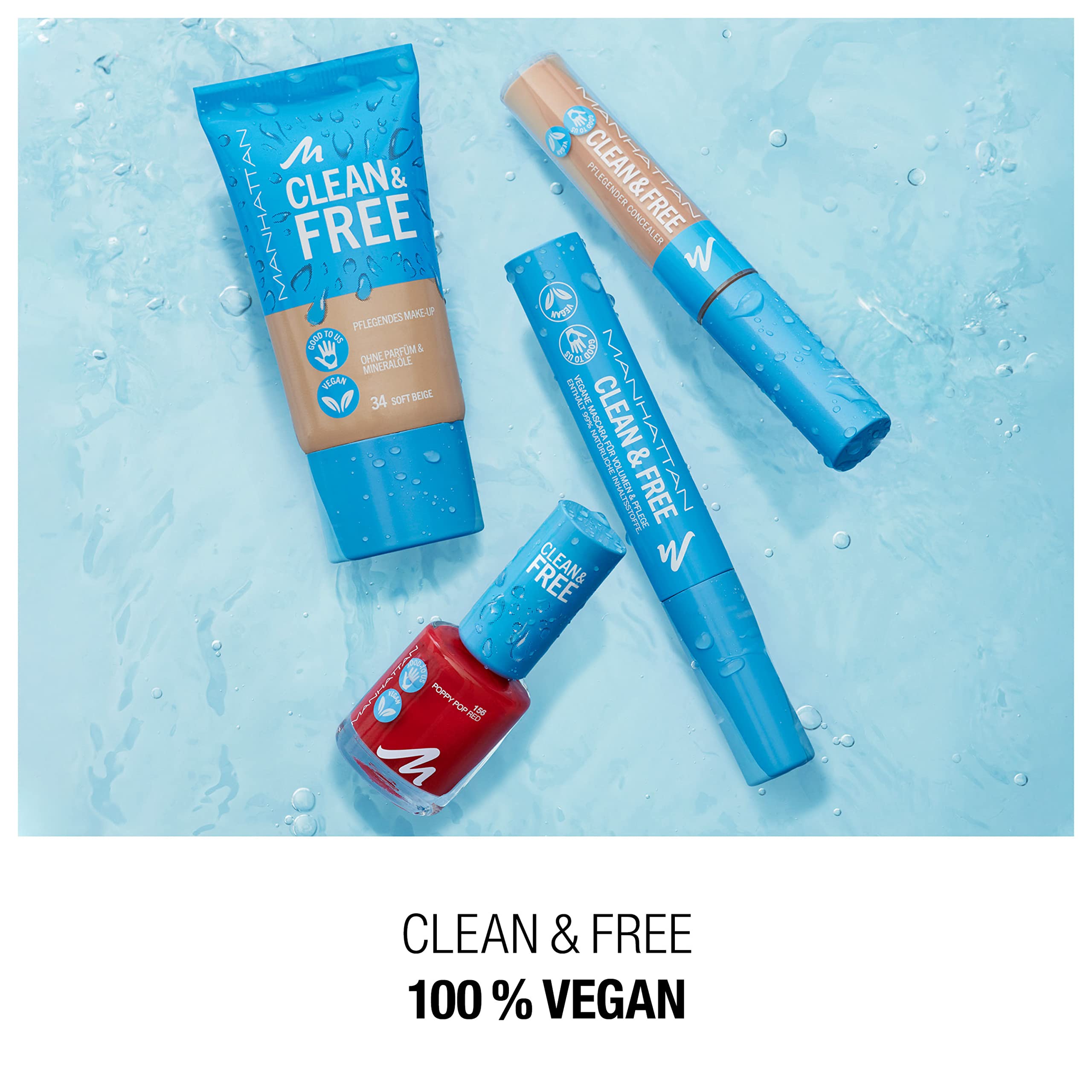 Manhattan Clean & Free Skin Tint Fb. 42 Mocha - Maquillaje hidratante, vegano, 30 ml