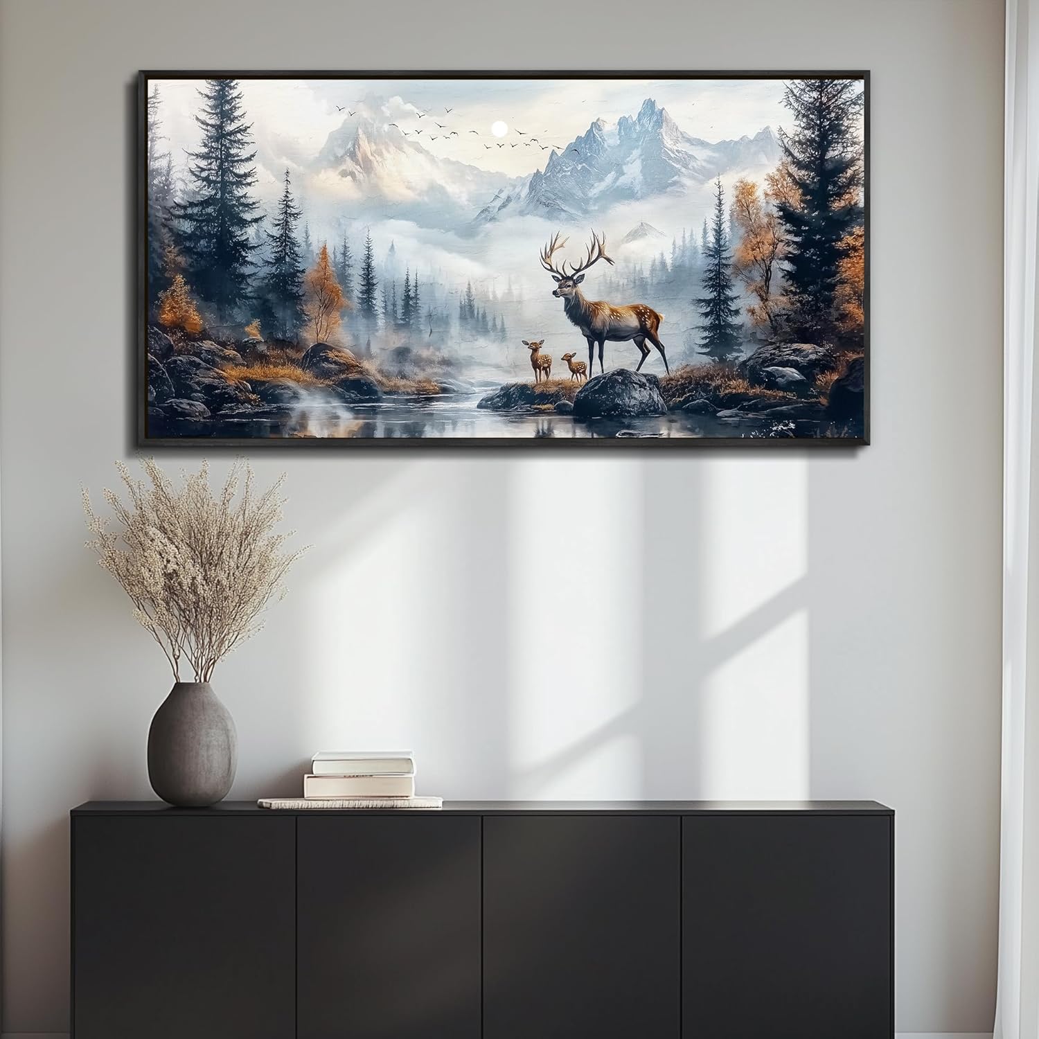 KELIYUAN Wall Art For Living Room Wall Decor For Bedroom Large Canvas Black Framed Wall Painting Abstract Tree Pictures Office Dining Room Decor Artwork Hotel Room Mural Home Decoration 30X60