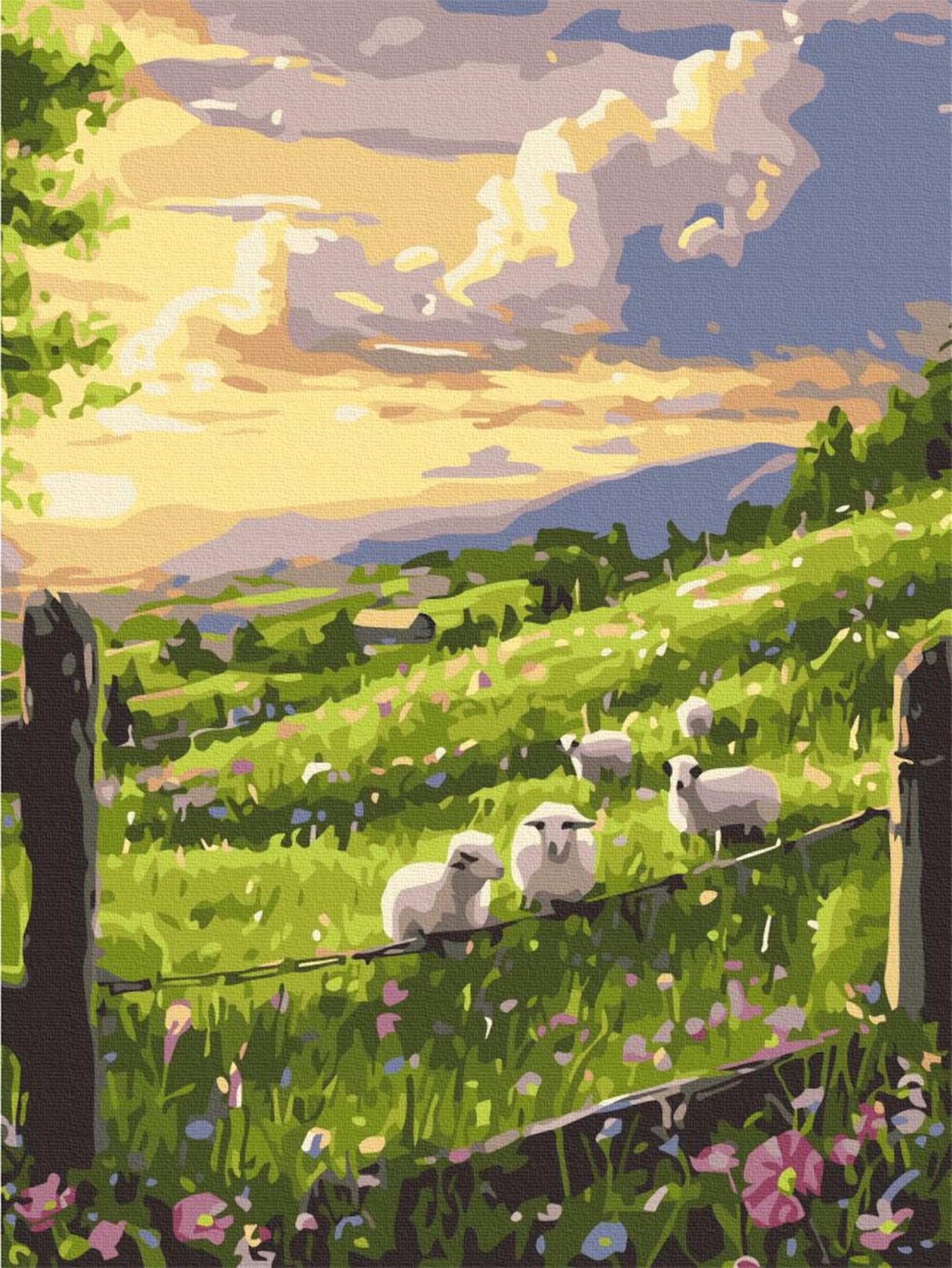 Zhosoho Field Diy Paint By Numbers Kits For Adults,Painting Kit On Canvas, Color By Numbers,Large Adult Paint By Number For Home Wall Decor,Gifts (Field)