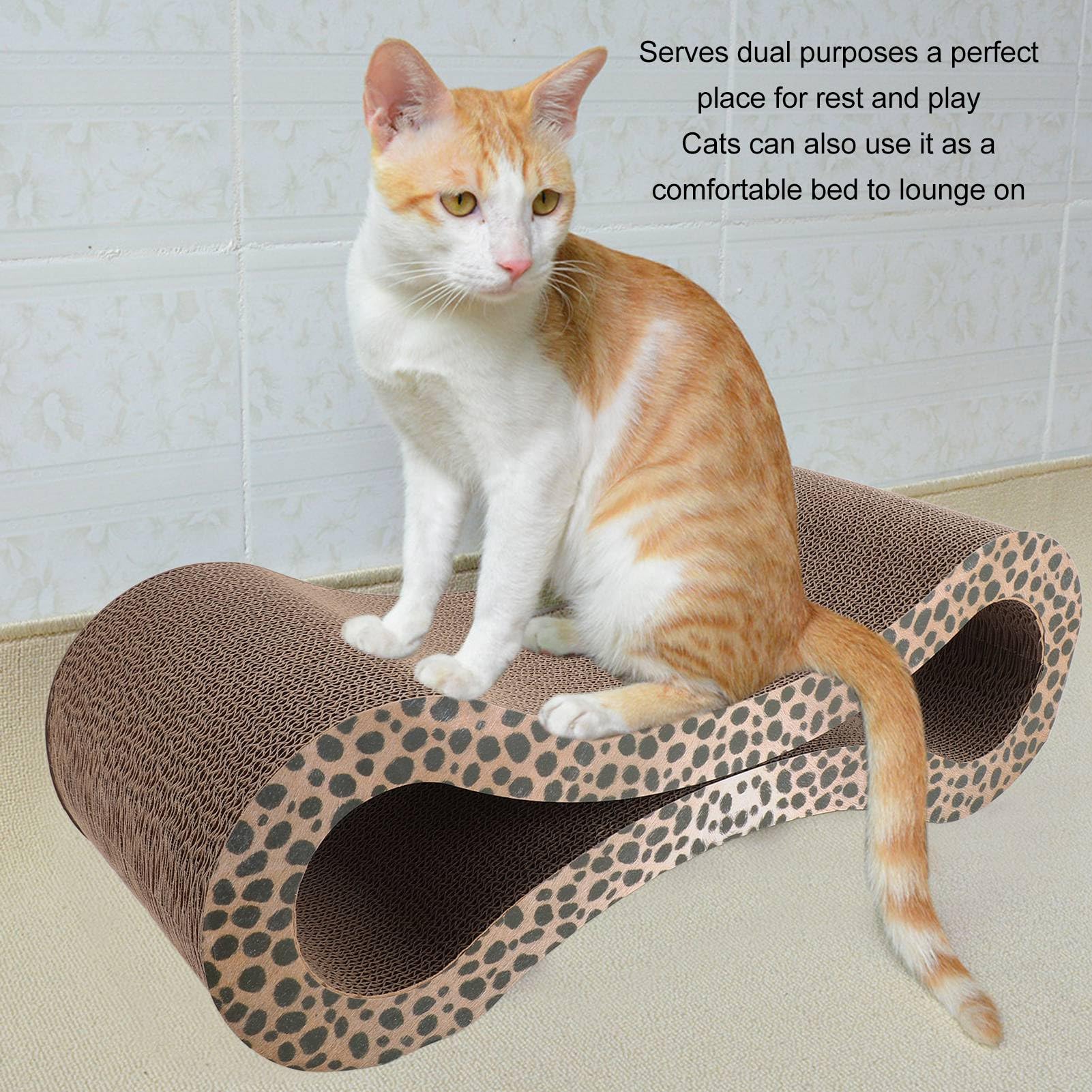 Tiragraffi per Gatti Lounge Protezione per Mobili Letto in Cartone Ondulato per Gatti Tiragraffi Ergonomico Extra Spesso (Colore leopardo)