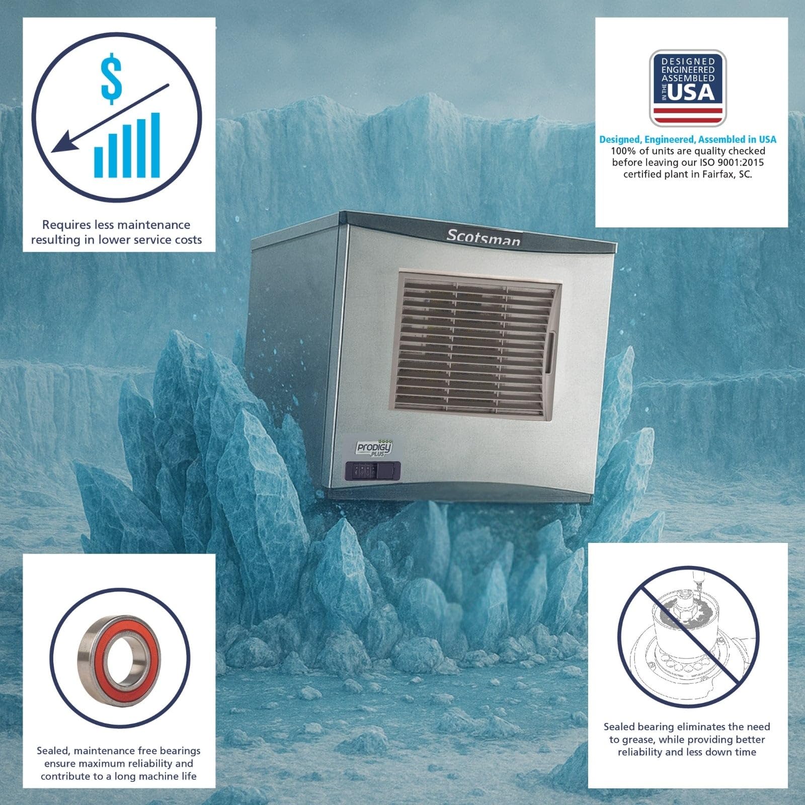 Scotsman Prodigy Plus Flake Ice 22" Ice Maker - 450 Lb/Day on Fridge.com - View 6