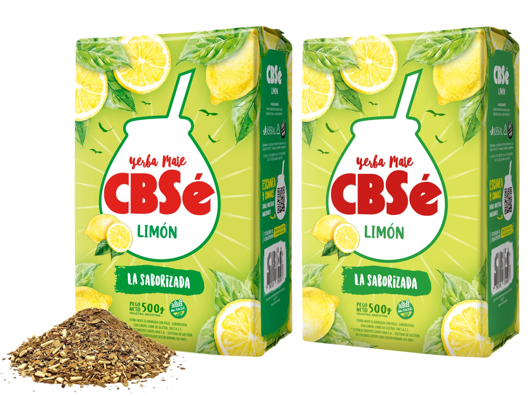 CBSé Yerba Mate Limón – Lemon Flavored Loose Leaf Yerba Mate Tea – Naturally Caffeinated, Gluten-Free 1.1 Lbs -2 Packs