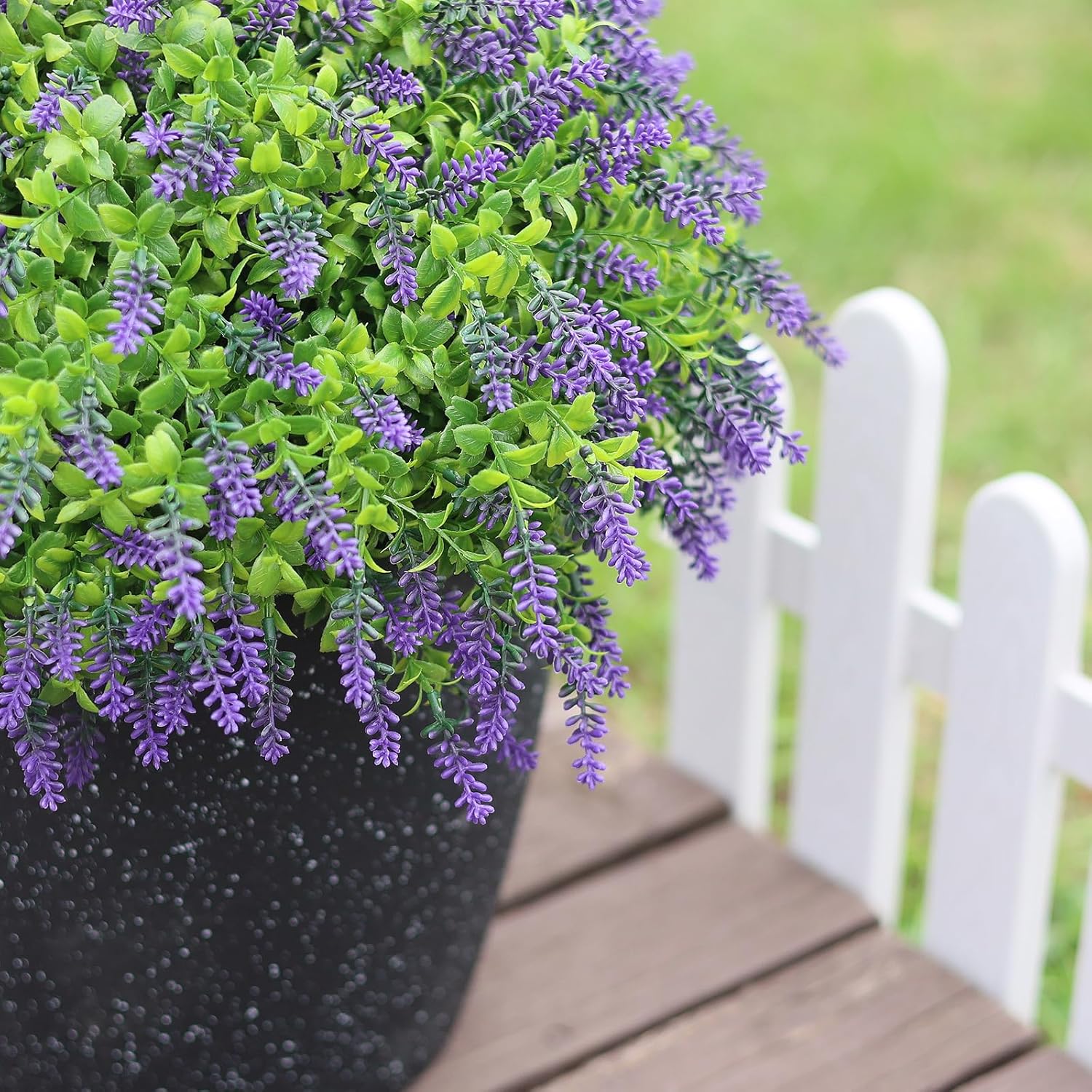 人工トピアリー - 大型屋外人工植物 - 人工樹木サプライヤー - Oakco Group ラベンダー 人工ツゲ トピアリー ボール - フロントポーチの装飾に 2個セット フェイクブッシュ 鉢植え 人工緑樹 紫外線耐性 屋