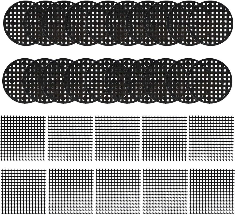 120 Pieces Flower Pot Hole Mesh Pad - Joycoco 100pcs 4.5CM Round Bonsai Pot Bottom Grid Mat Mesh and 20pcs 2 x 2 Inch Rigid Polyethylene Garden's Drainage Mesh Hole Screens