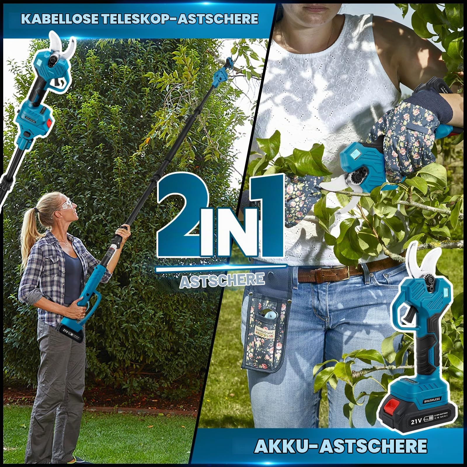Elektrische Astschere Kompatibel mit Makita 18 V,Öffnung 60 mm,4-Gang