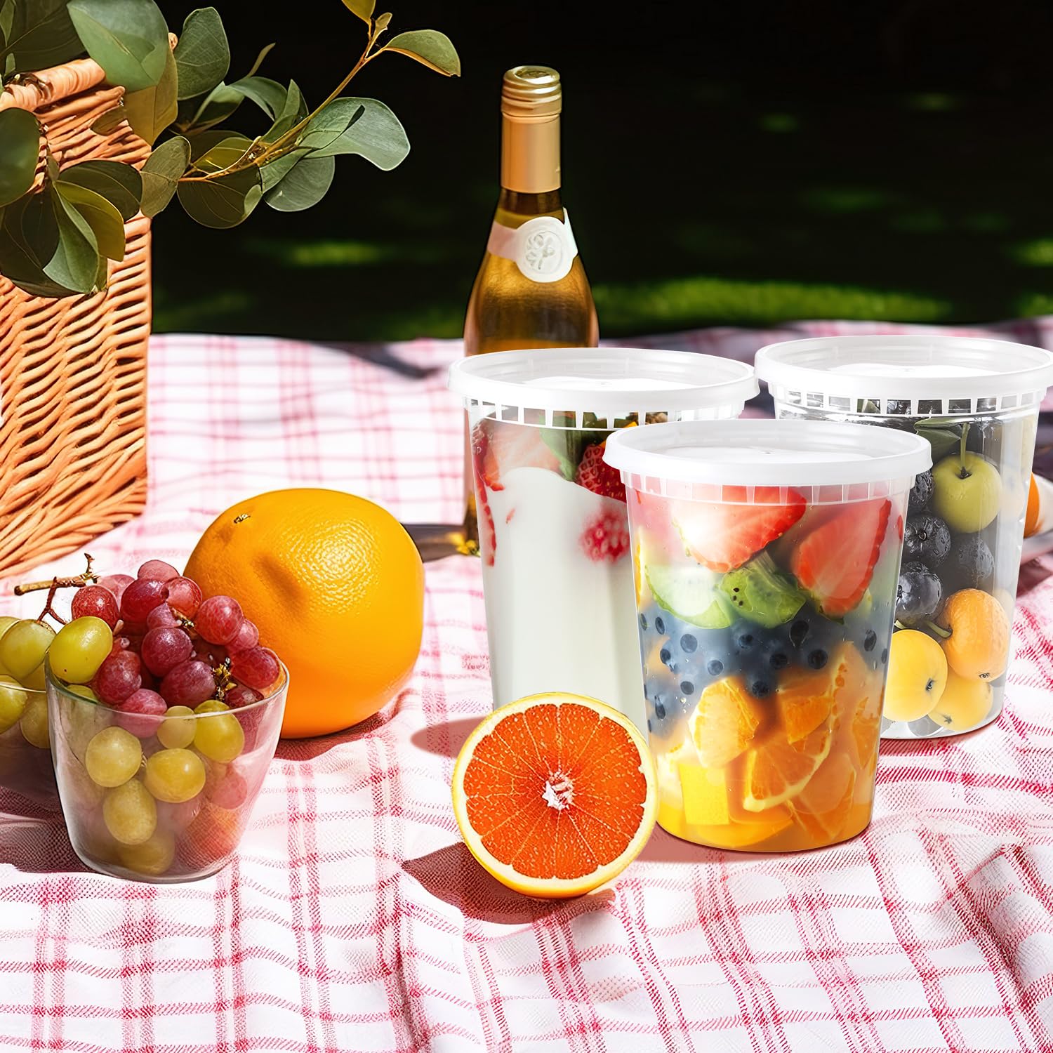 Eupako 30 cajas de preparación de comida de 32 oz/960 ml, recipientes con tapas, herméticos y aptos para microondas para sopa, oats y togo