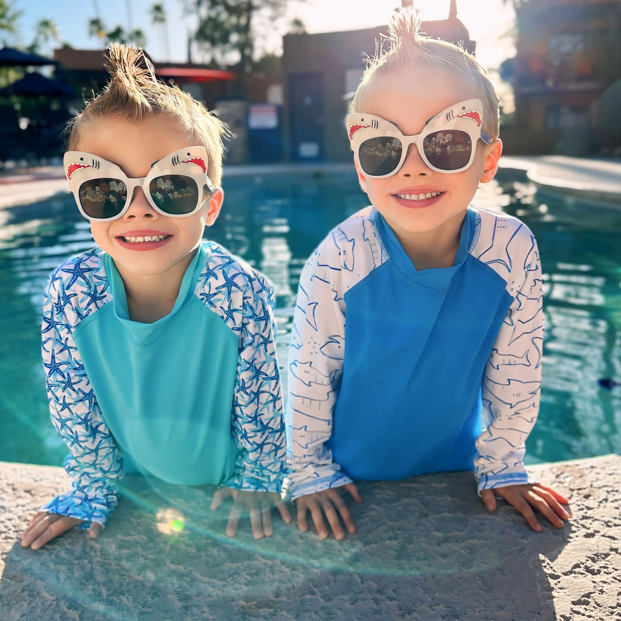 BIG ELEPHANT 2 Sets Rashguard-Schwimmwindel-Set für Unisex-Baby, langärmliger Badeanzug UPF 50+ mit UV Sonnenschutz