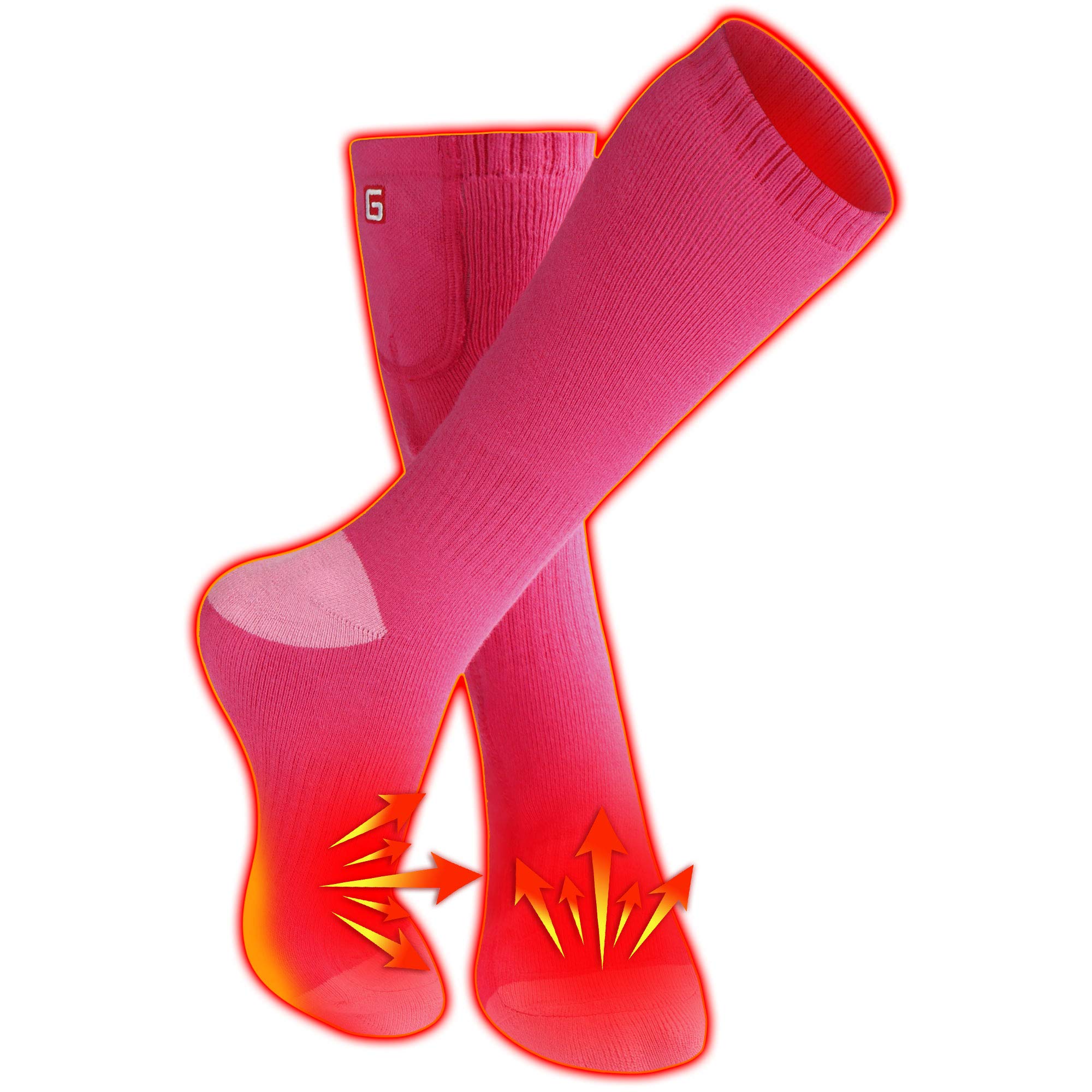 Men Women Electric Heated Socks,Rechargeable Battery Operated Heating Sox Kit,Embroidered Thermal Cotton Socks,Soft Winter Heat Insulated Stockings,Novelty Heated Sock for Sports& Outdoors(Pink,M)