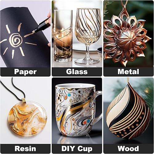 Miniatura 5 de Sig Wong Marcadores cromados metálicos, 4 piezas de pintura cromada permanente plateada, impermeables y brillantes, para pintura de modelos,