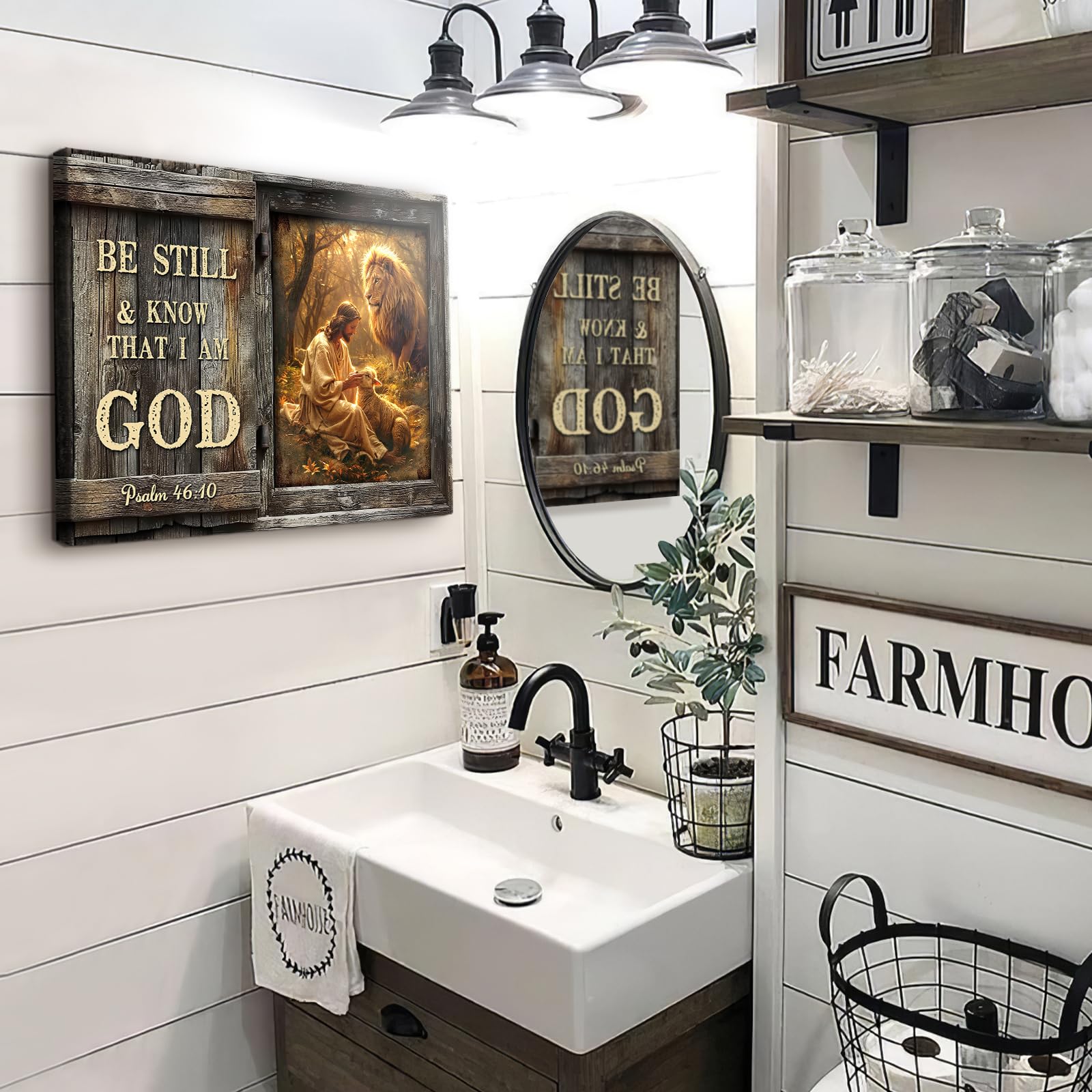 Farmhouse Bible Verse Wall Art - Jesus Lion Canvas -5 Farmhouse Bible Verse Wall Art - Jesus Lion Canvas -5