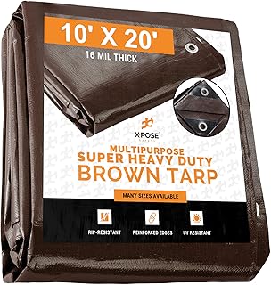 Sponsored Ad - 10' x 20' Super Heavy Duty 16 Mil Brown Poly Tarp Cover - Thick Waterproof, UV Resistant, Rip and Tear Proo...