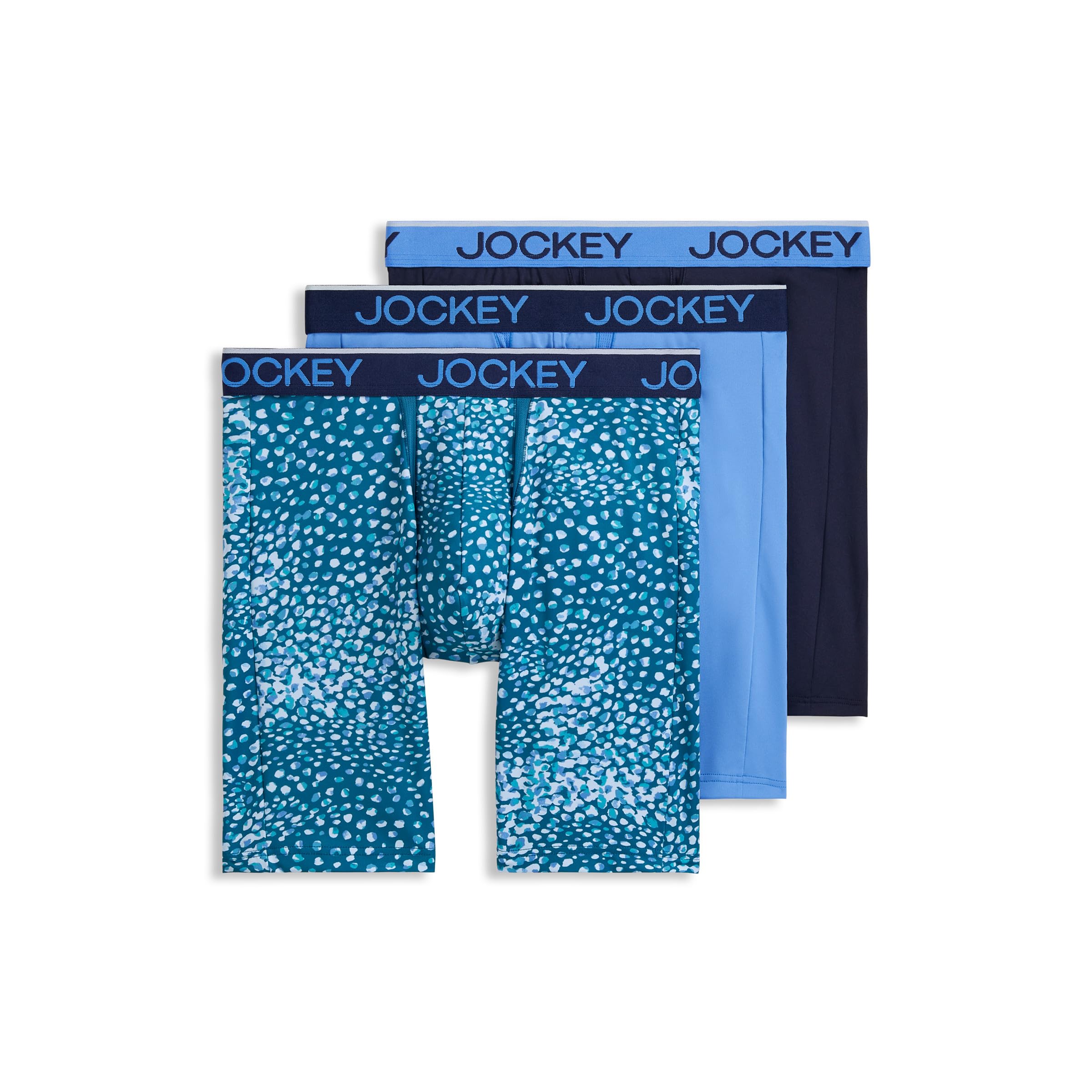 Jockey Men's Underwear Chafe Proof Pouch Microfiber 8.5" Long Leg Boxer Brief - 3 Pack