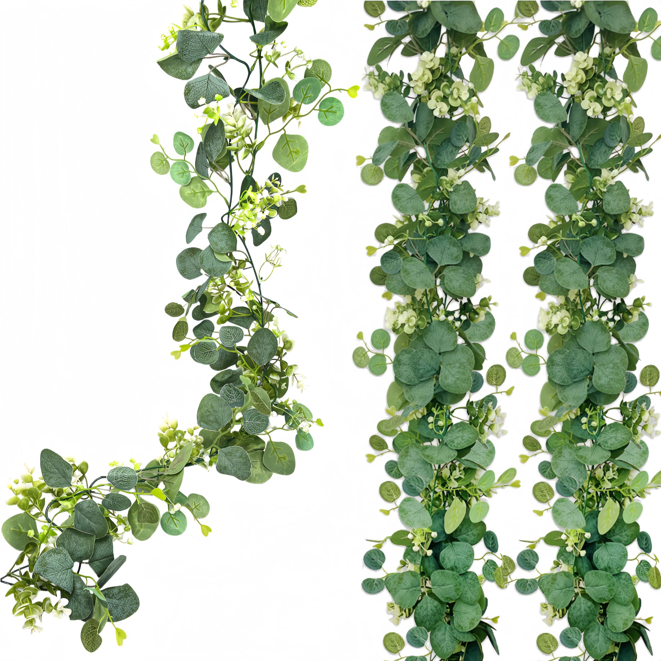 GJFWQC 2PCS Artificial Eucalyptus Garland 180CM for Wedding Decor