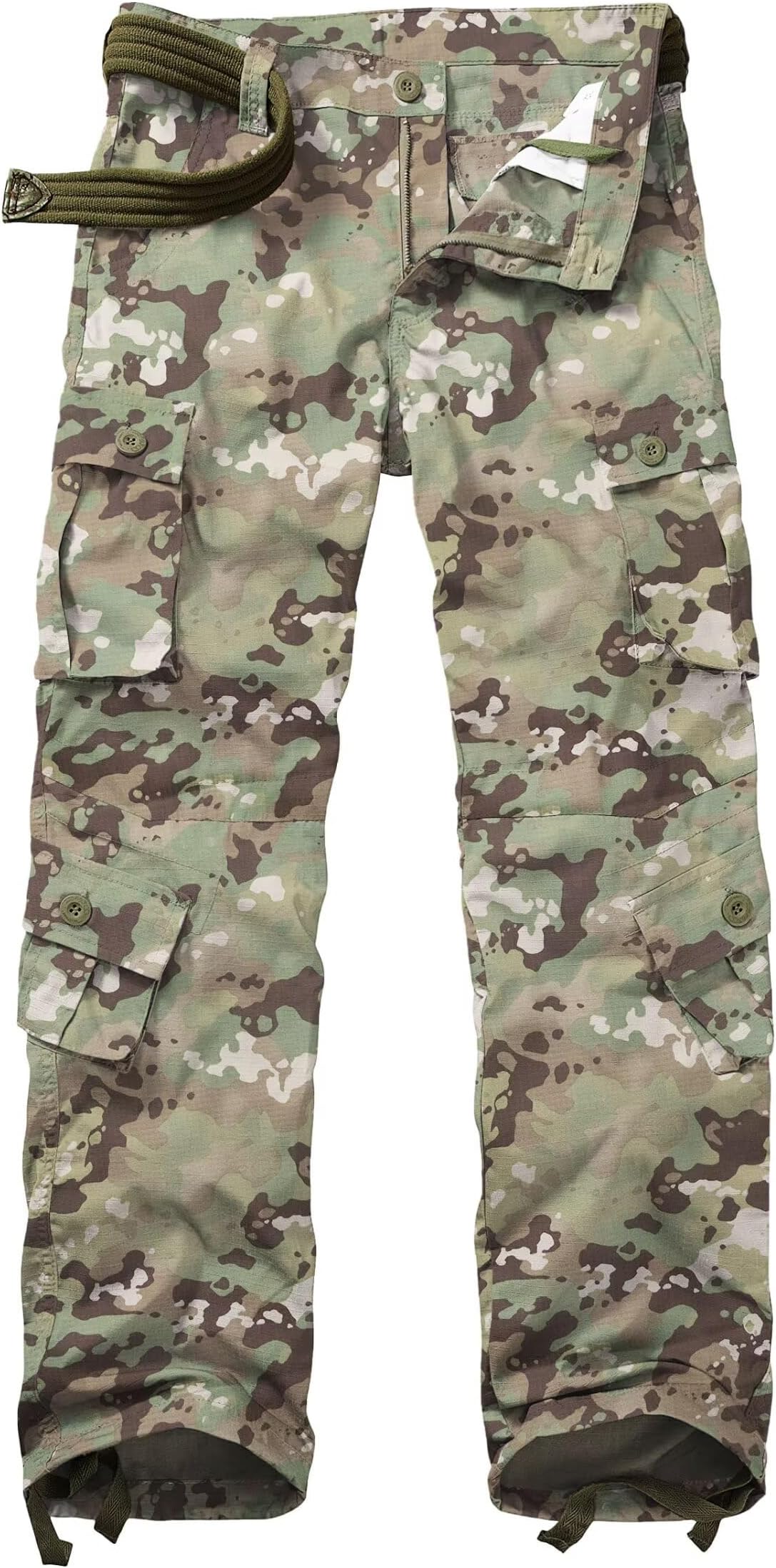 Men's Waterproof Hiking Pants Ripstop Wild Cargo Pants Army Camo Combat Casual Work Pants with 8 Pockets