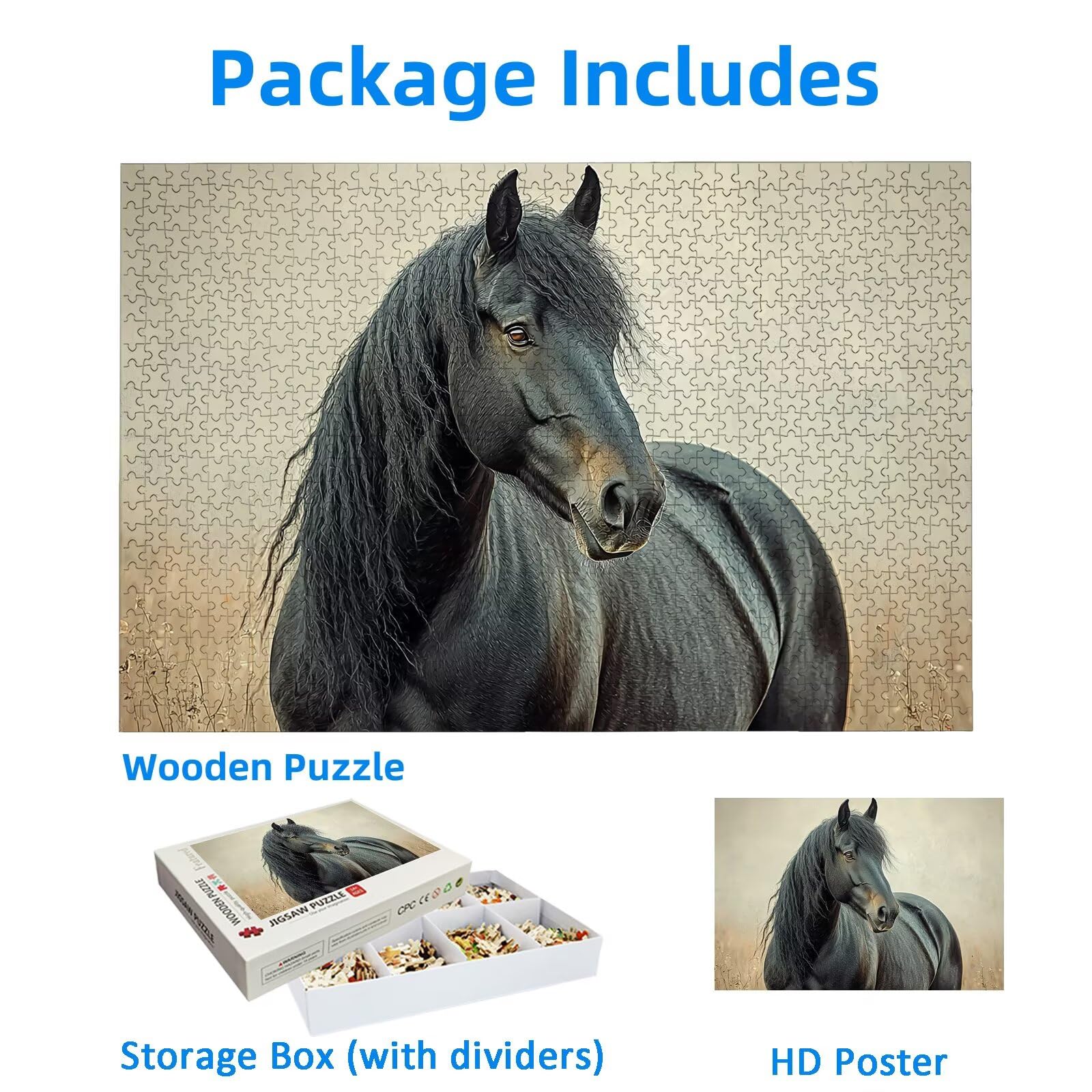 Puzzle Cheval 4000 Pièces Adultes, Puzzle 4000 Pièces pour Adultes et Enfants à Partir de 14 Ans, Animal Puzzles Bois de Qualité Supérieure avec Une Boîte d'emballage Exquise, Cadeau Femme, -3187