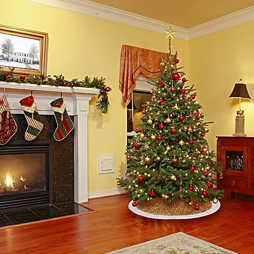 Miniatura 7 de Falda para árbol de Navidad, cubierta de árbol de 36 pulgadas, lentejuelas doradas brillantes con purpurina, falda clásica para árbol de Navidad,