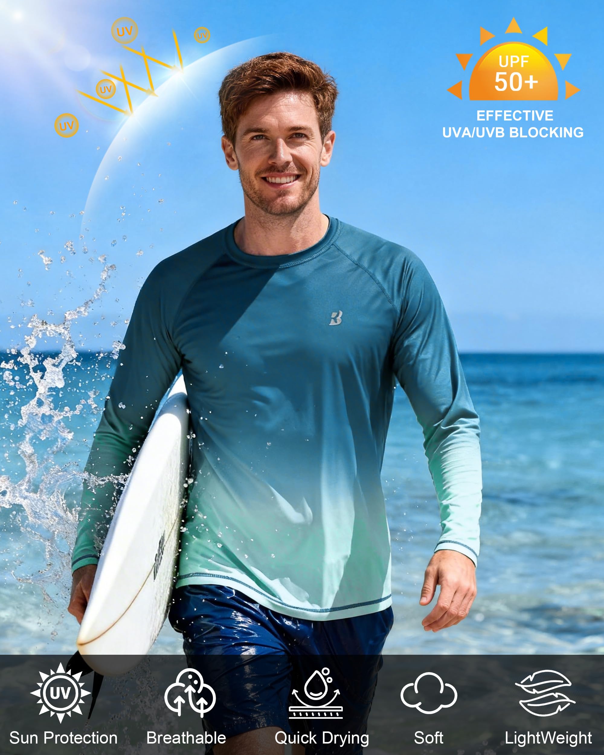 Roadbox Men's UPF 50+ Sun Protection Shirt Long Sleeve, Quick Dry Breathable Rash Guard for Swimming Fishing, Hiking & Running - Image 5