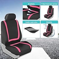 Vista 41 de FH Group FB032114 - Juego completo de fundas para asientos de coche con paño plano Funda de silicón para volante, color negro sólido, se adapta a